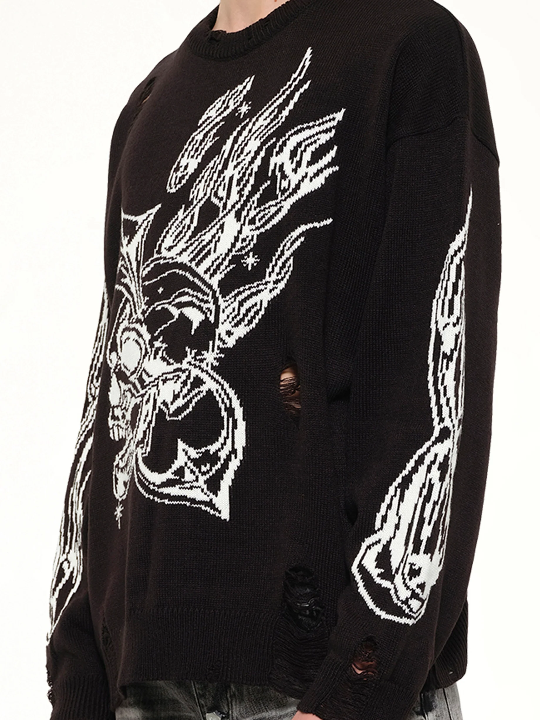 TC Chrome Skull Knit Sweater in Black - Image 3