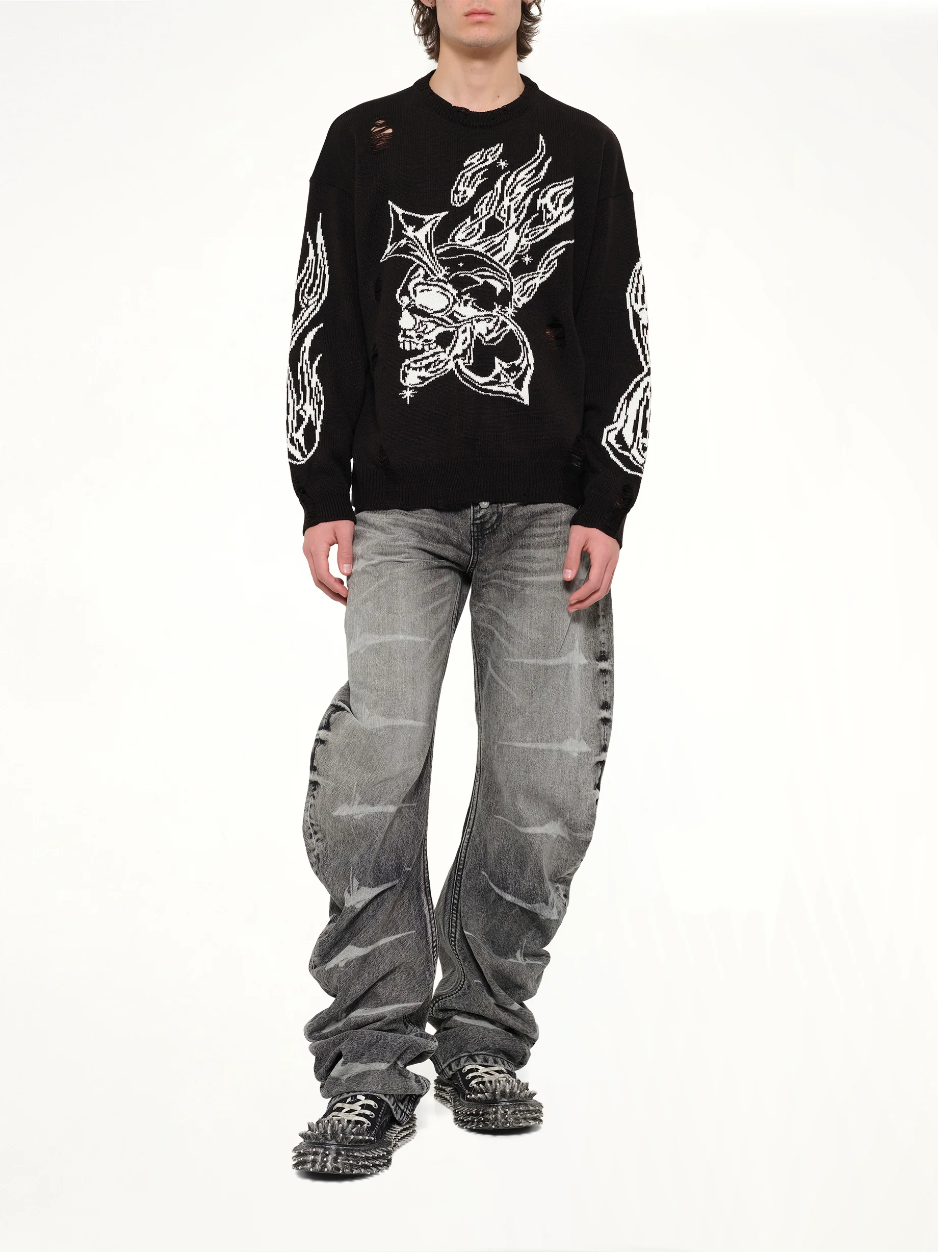 TC Chrome Skull Knit Sweater in Black - Image 4