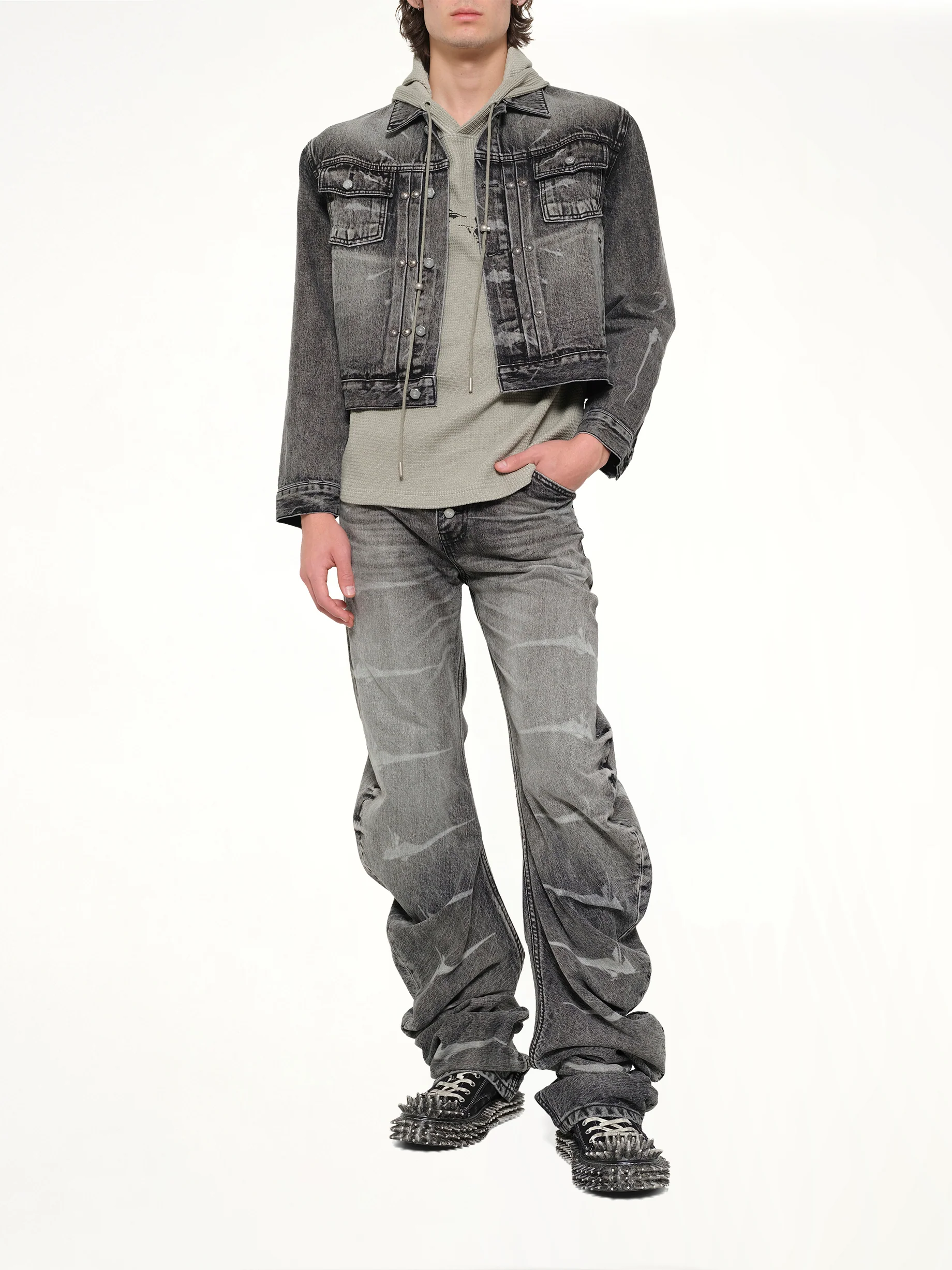 TC Laser Washed Parkour Denim Pants in Black - Image 4