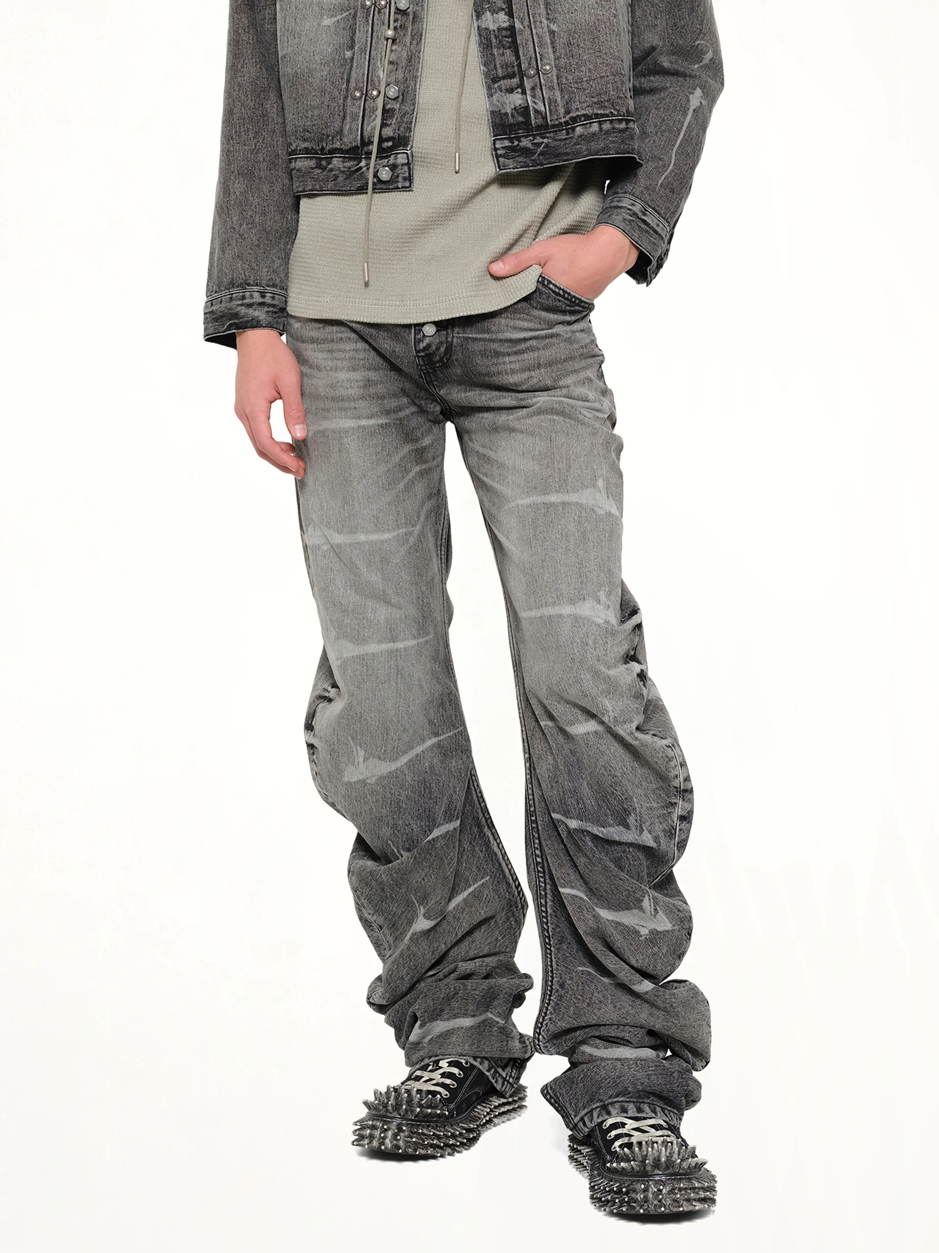 TC Laser Washed Parkour Denim Pants in Black - Image 6