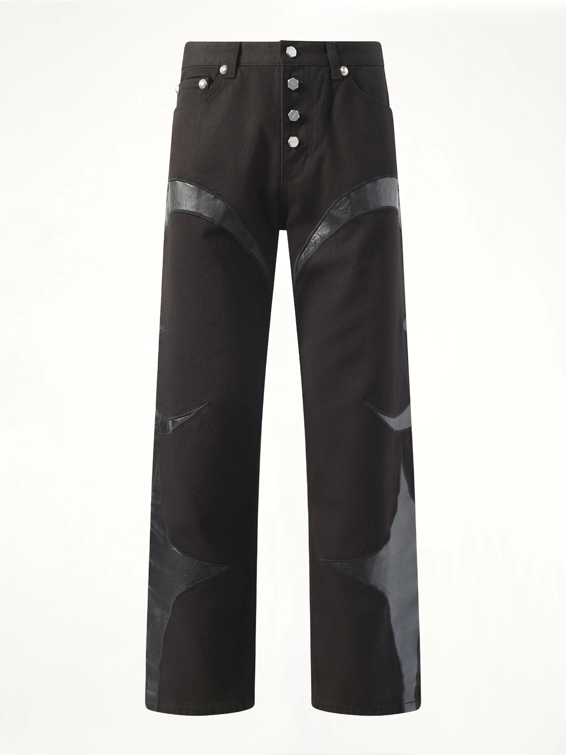 TC Leather Washing Denim Pants in Black - Image 2