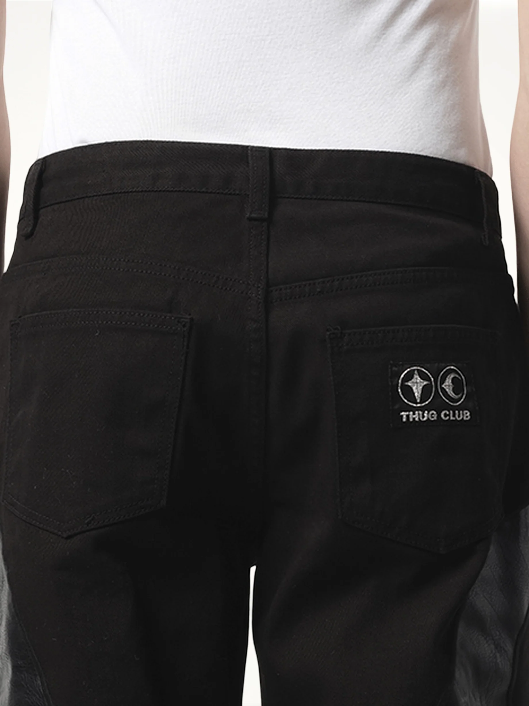TC Leather Washing Denim Pants in Black - Image 3