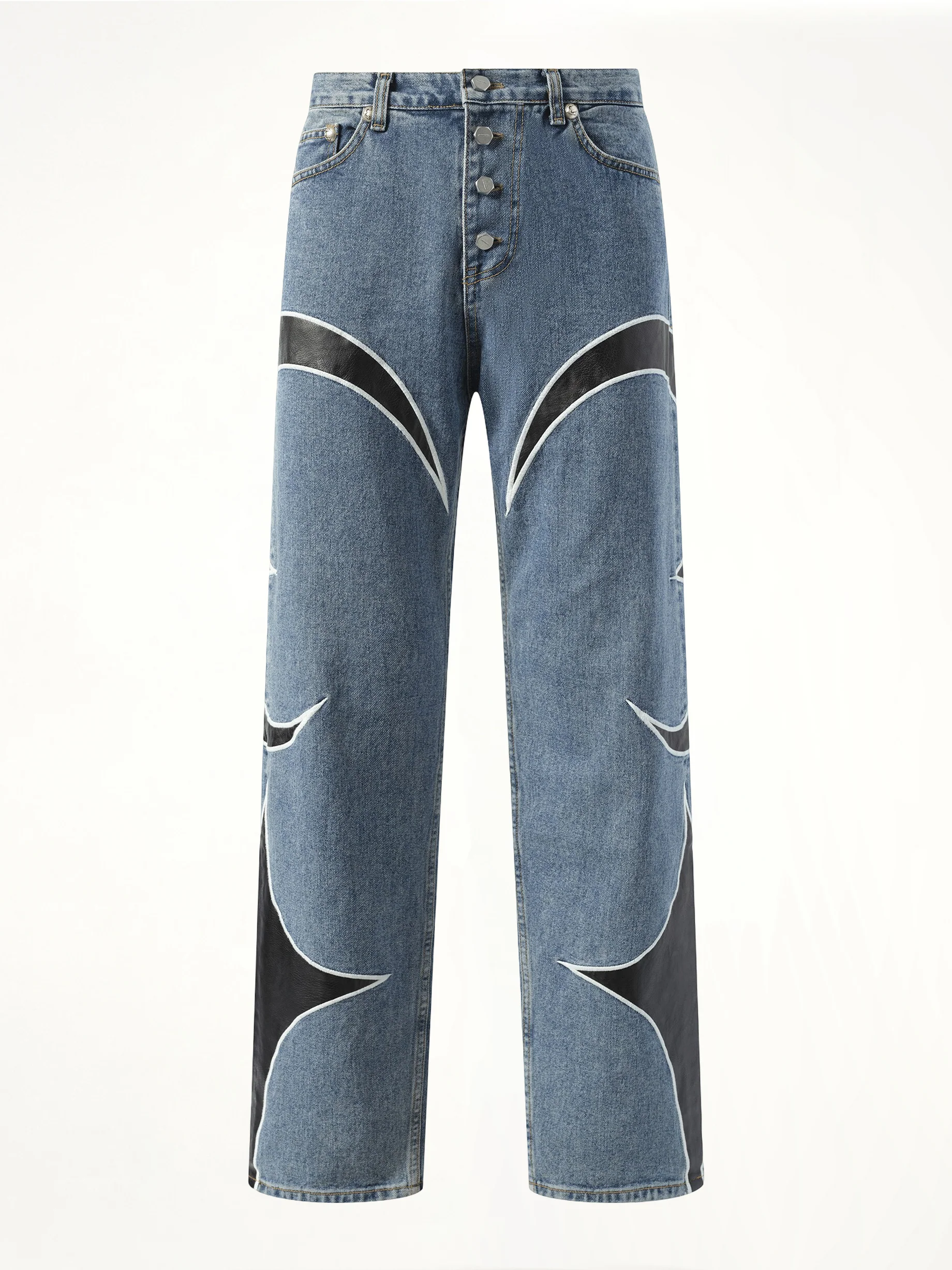 TC Leather Washing Denim Pants in Blue/Black - Image 2