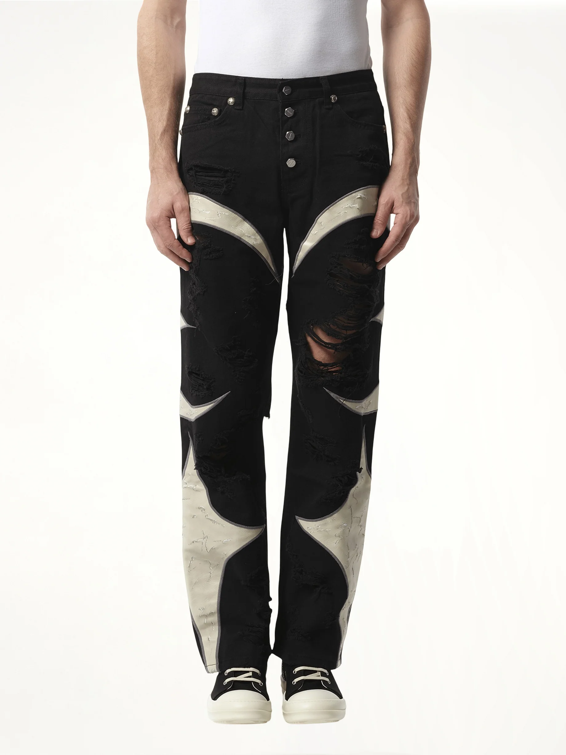TC Leather Washing Denim Pants War Ver in Black