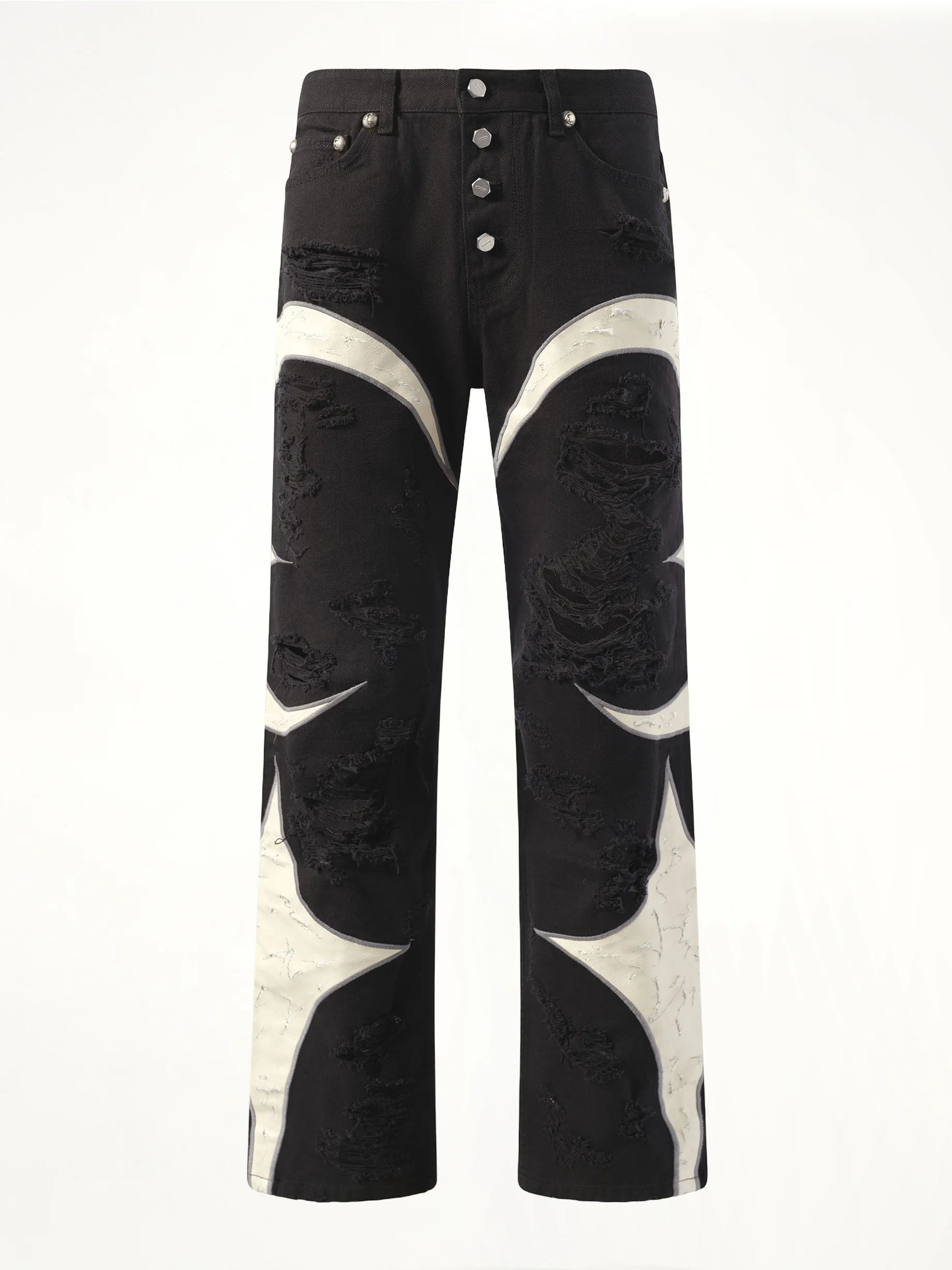 TC Leather Washing Denim Pants War Ver in Black - Image 2