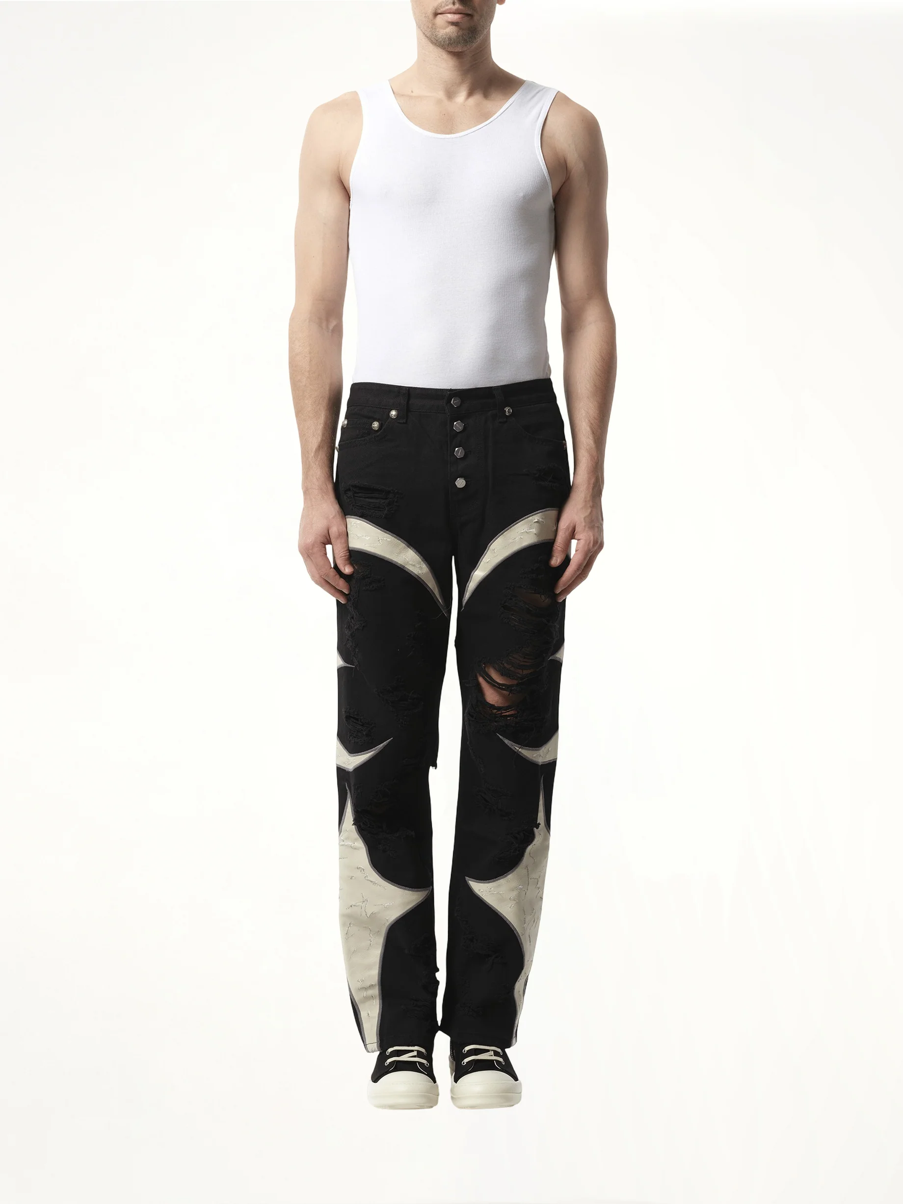 TC Leather Washing Denim Pants War Ver in Black - Image 4