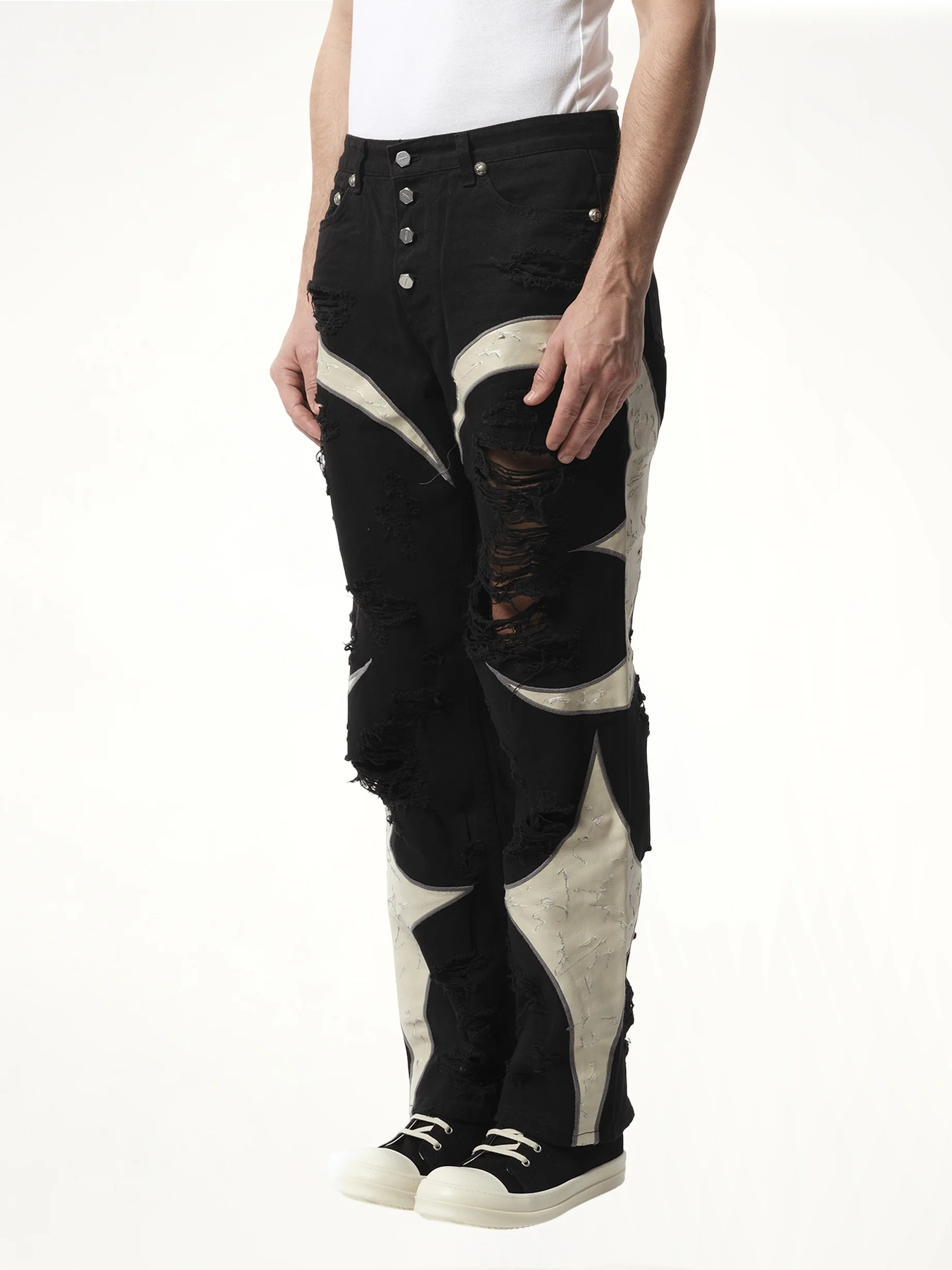 TC Leather Washing Denim Pants War Ver in Black - Image 5