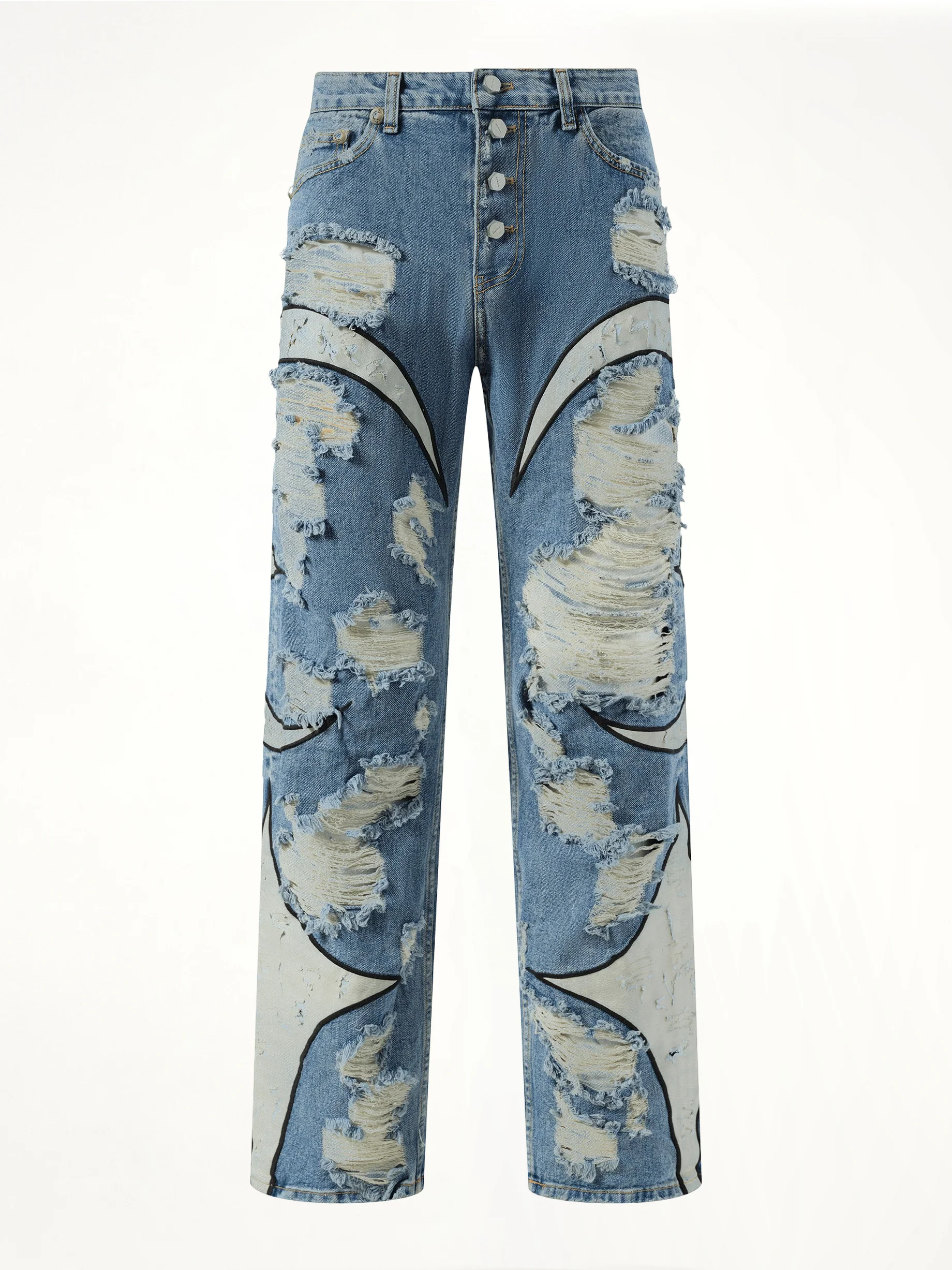 TC Leather Washing Denim Pants War Ver in Blue - Image 2