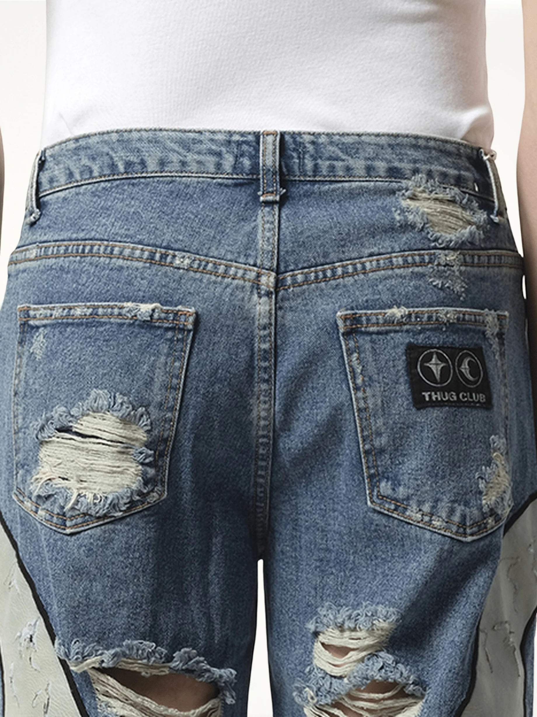 TC Leather Washing Denim Pants War Ver in Blue - Image 5