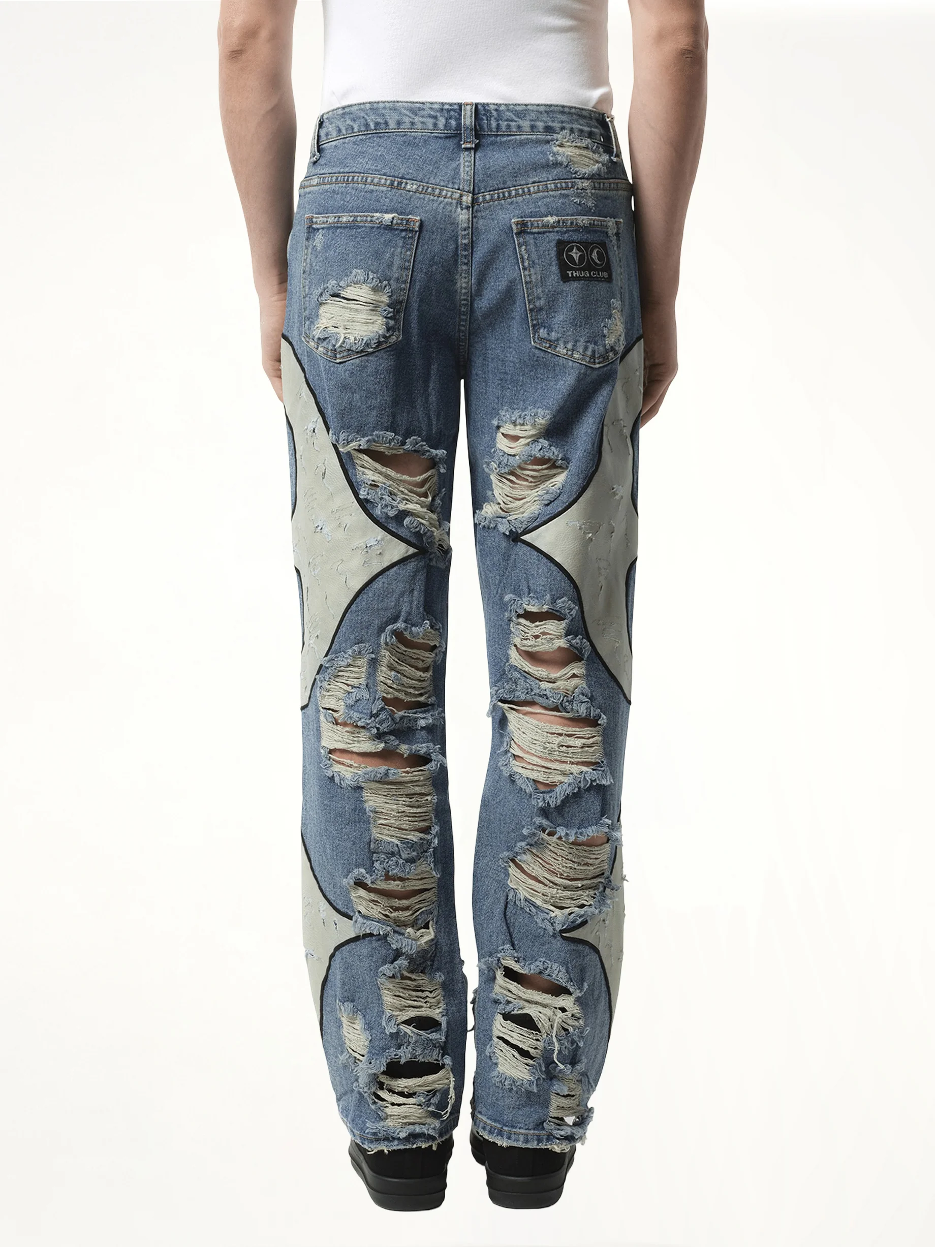 TC Leather Washing Denim Pants War Ver in Blue - Image 6