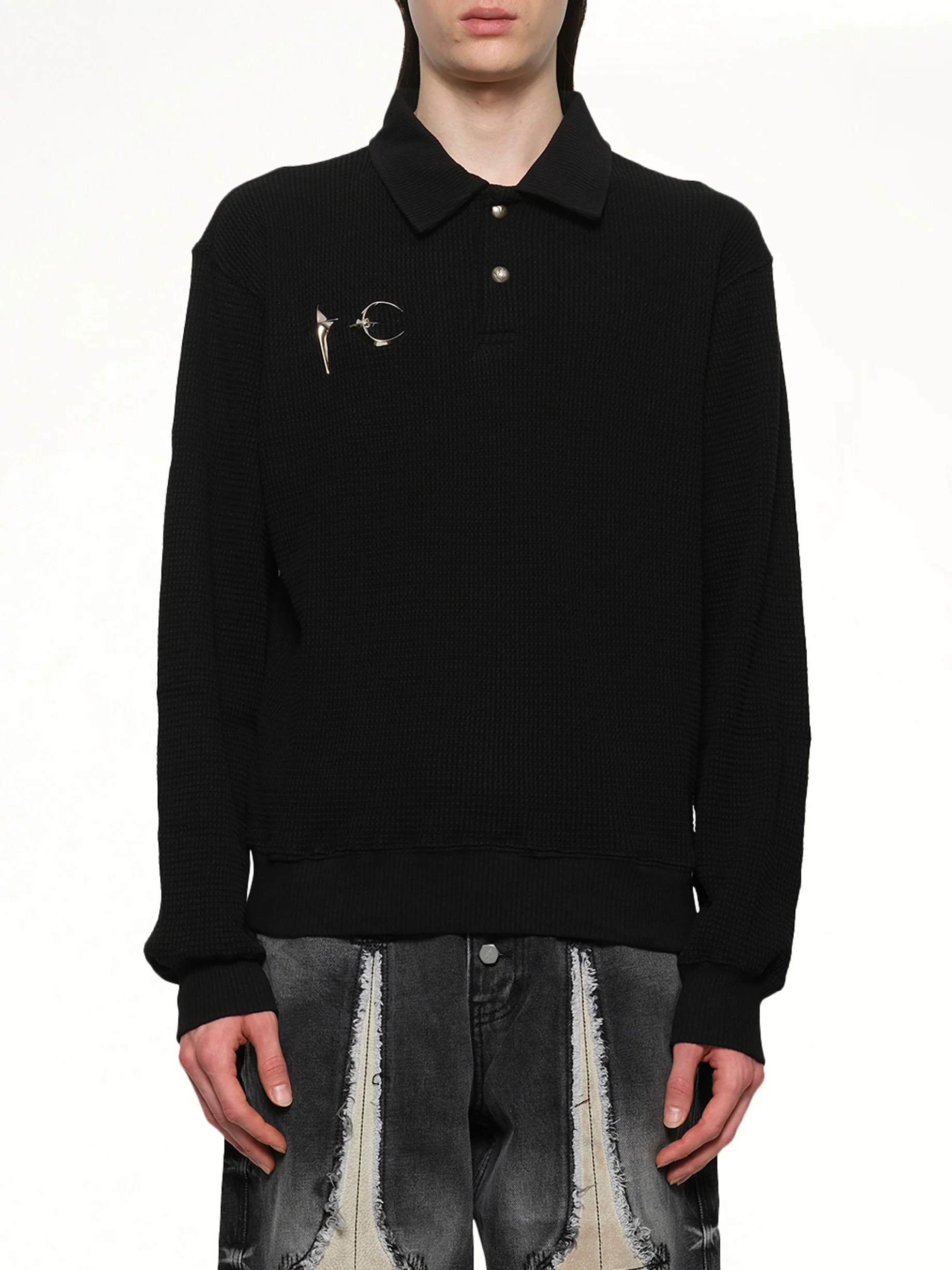 TC Long Sleeve Polo in Black