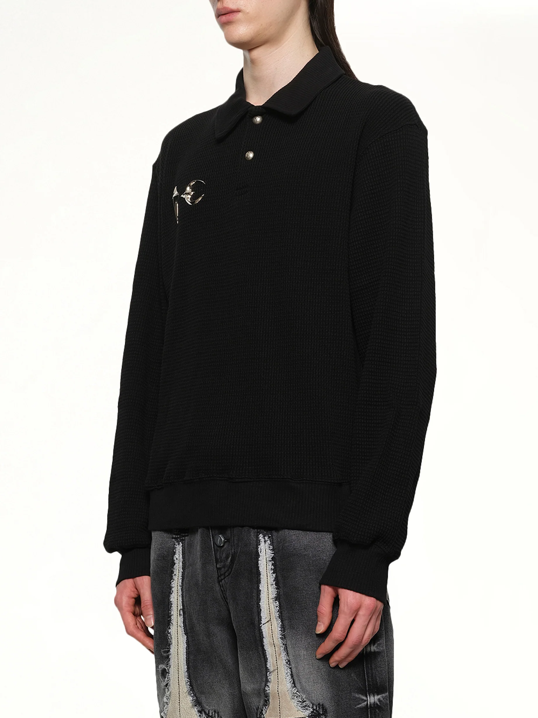 TC Long Sleeve Polo in Black - Image 3