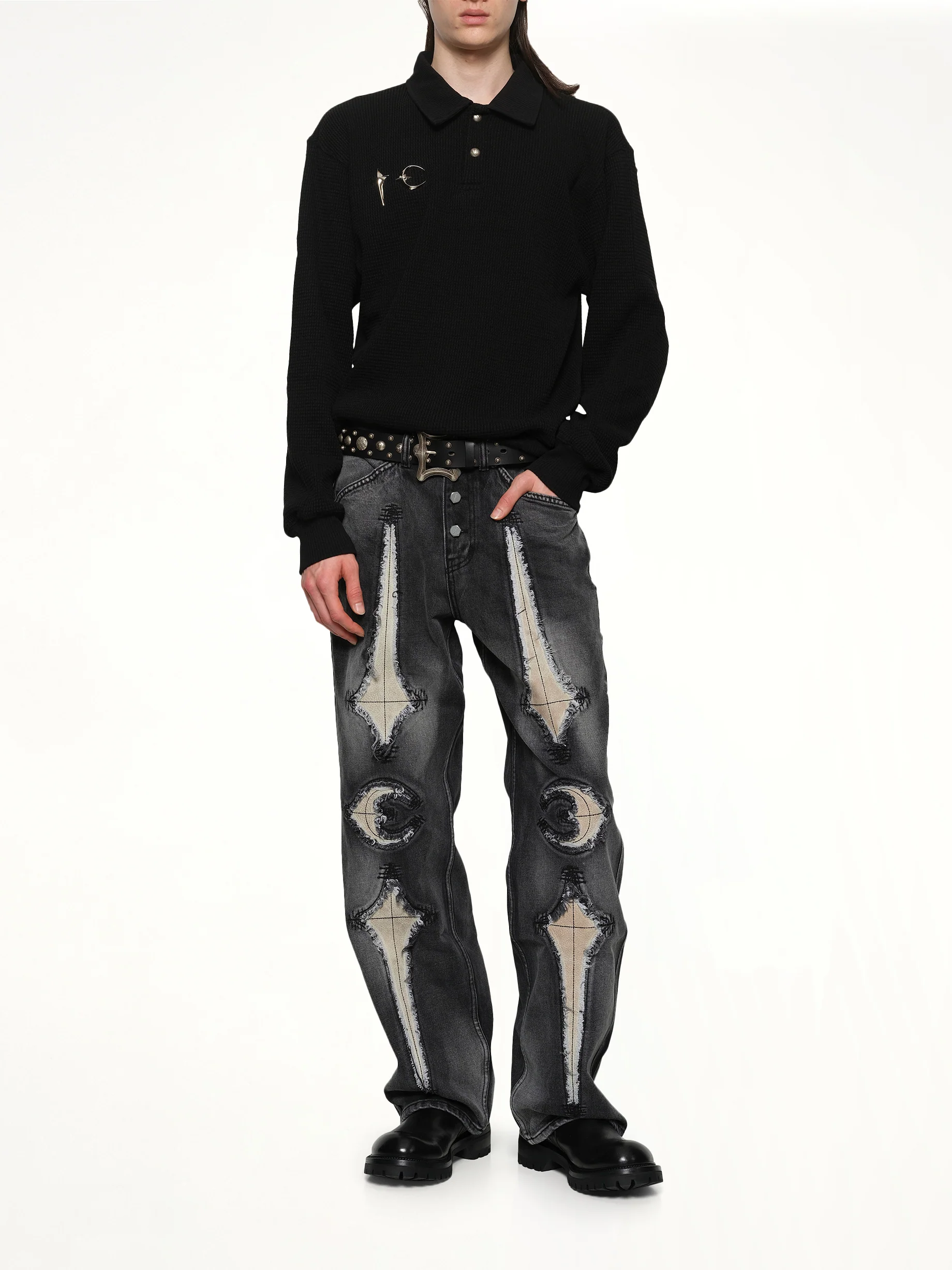 TC Long Sleeve Polo in Black - Image 4