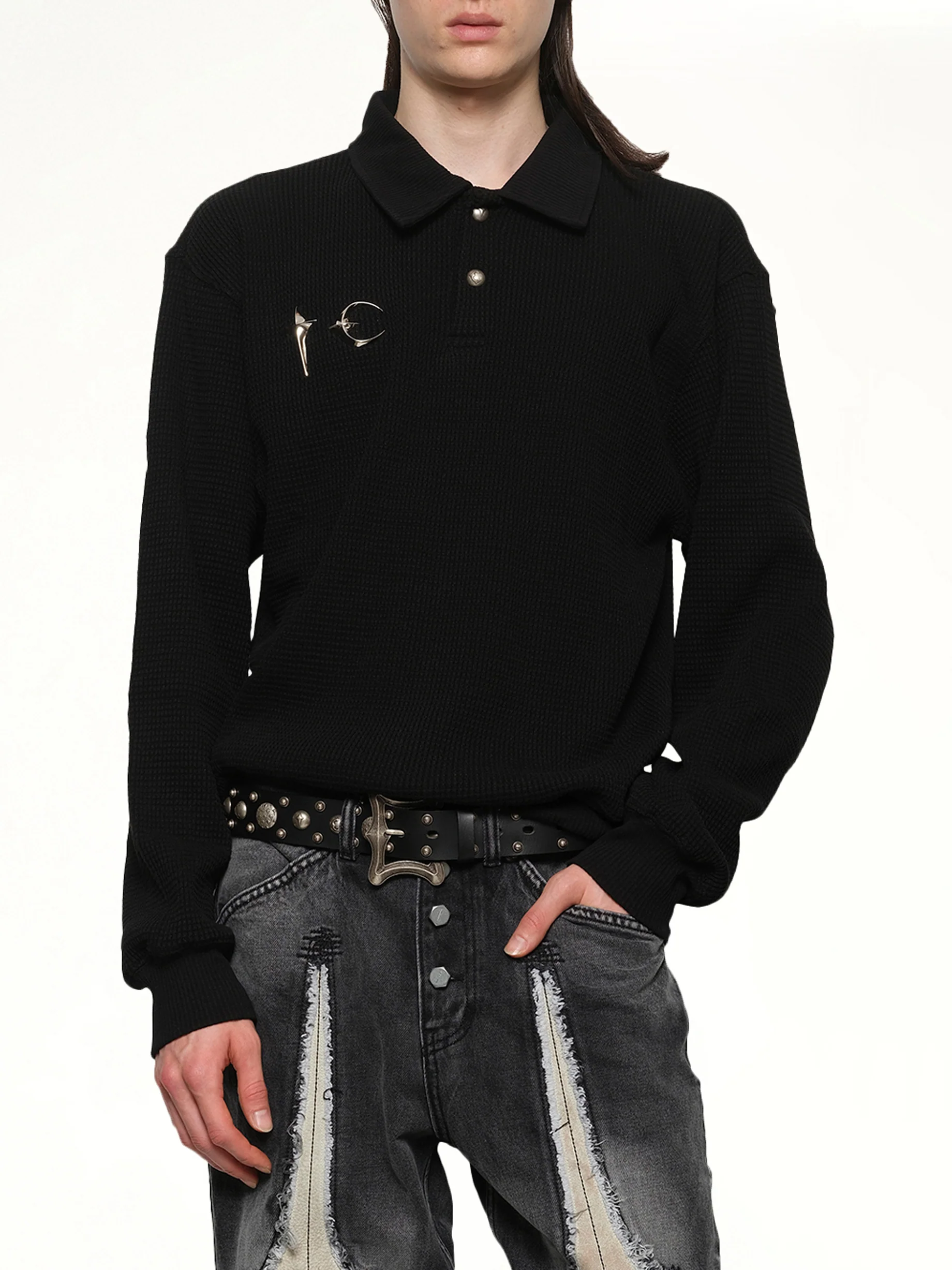 TC Long Sleeve Polo in Black - Image 6