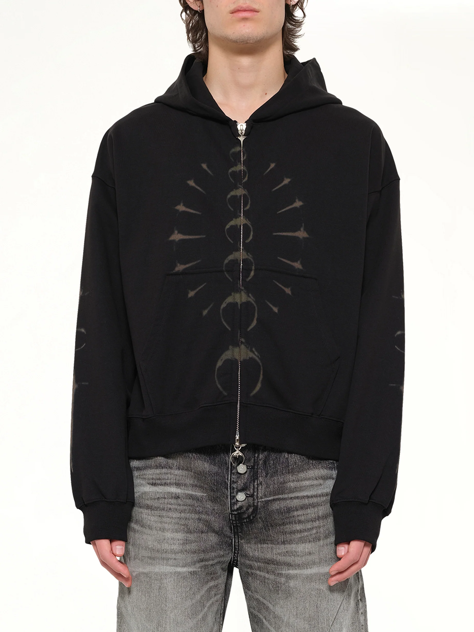 TC Ribcage Zip-Up Hoodie in Black