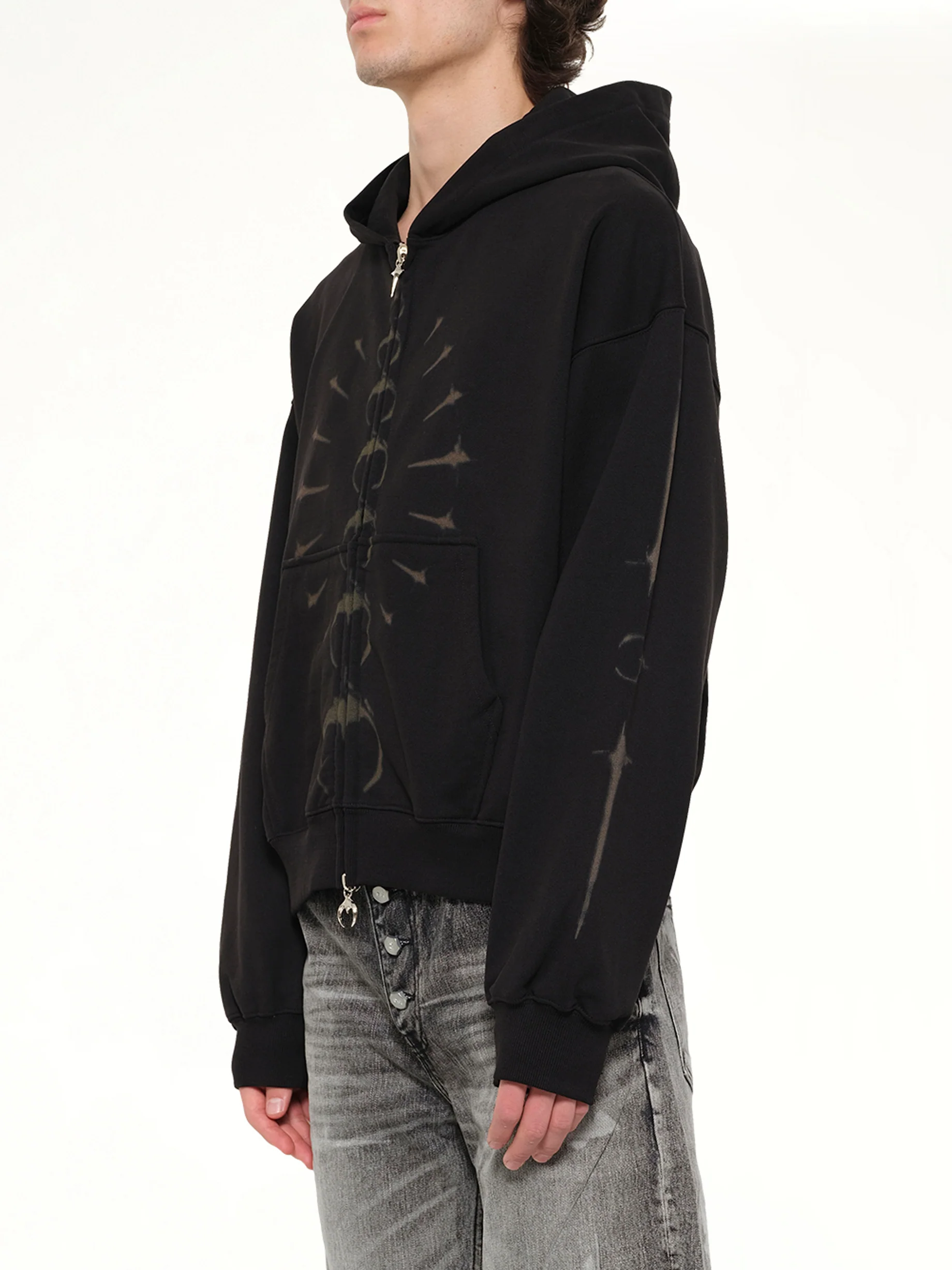 TC Ribcage Zip-Up Hoodie in Black - Image 3