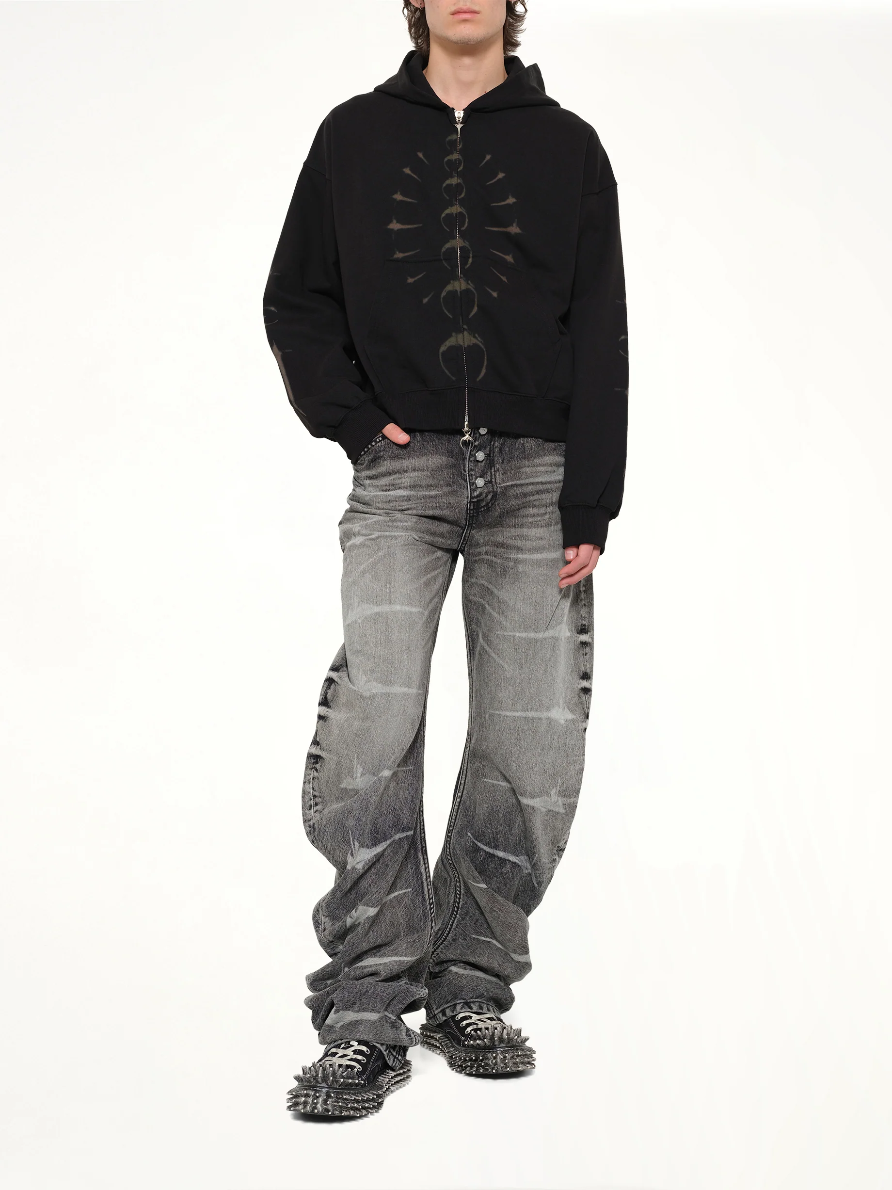 TC Ribcage Zip-Up Hoodie in Black - Image 4