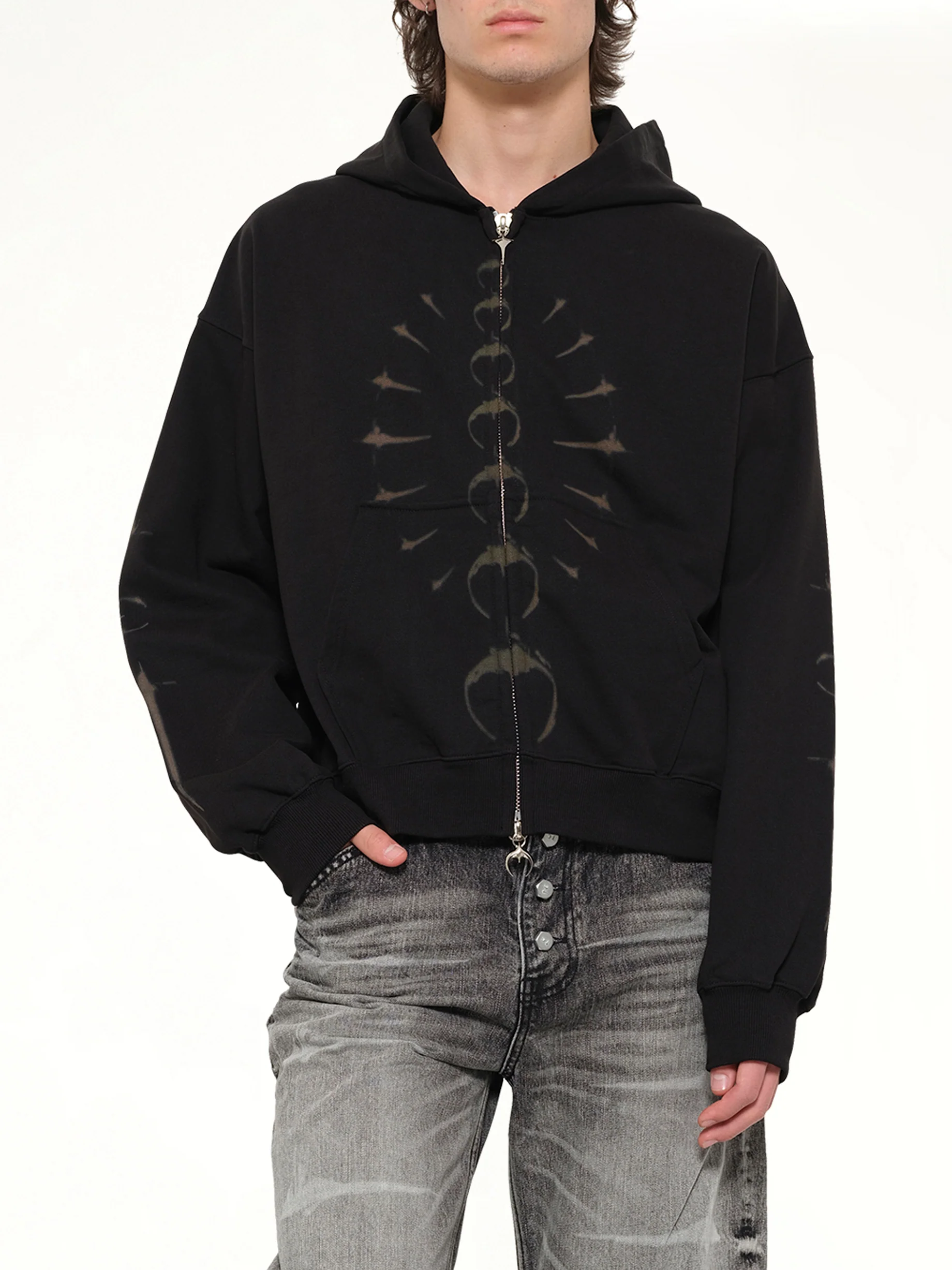 TC Ribcage Zip-Up Hoodie in Black - Image 6