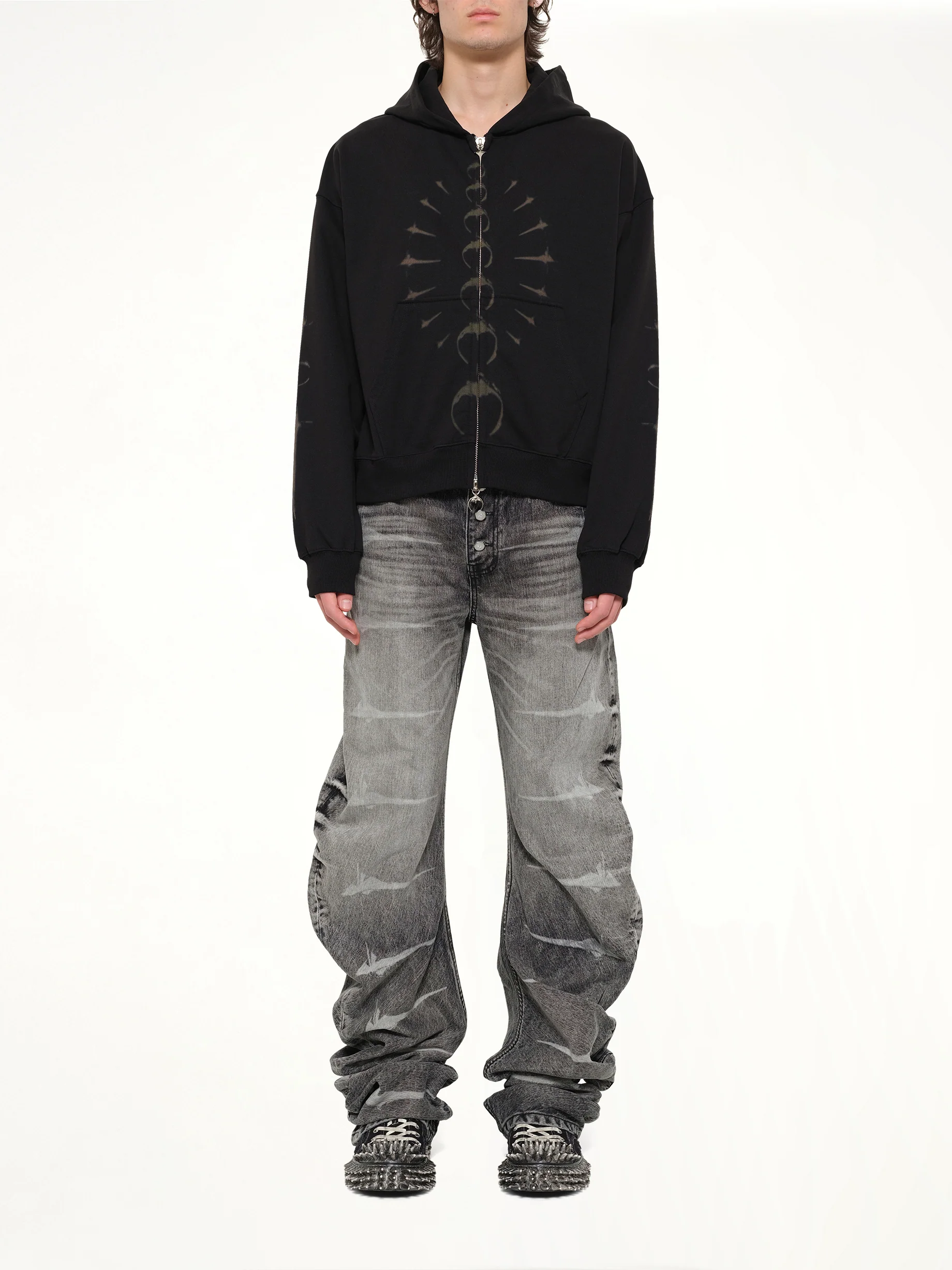 TC Ribcage Zip-Up Hoodie in Black - Image 7