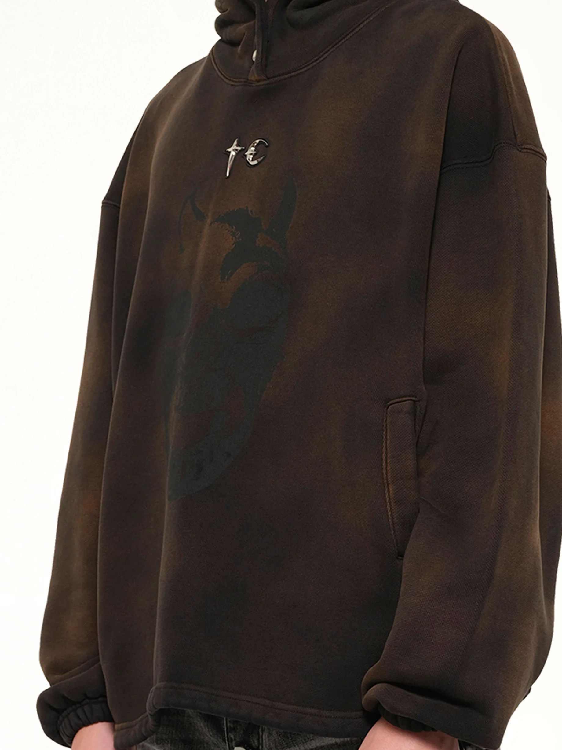 TC Riding Skull Hoodie in Brown - Image 3