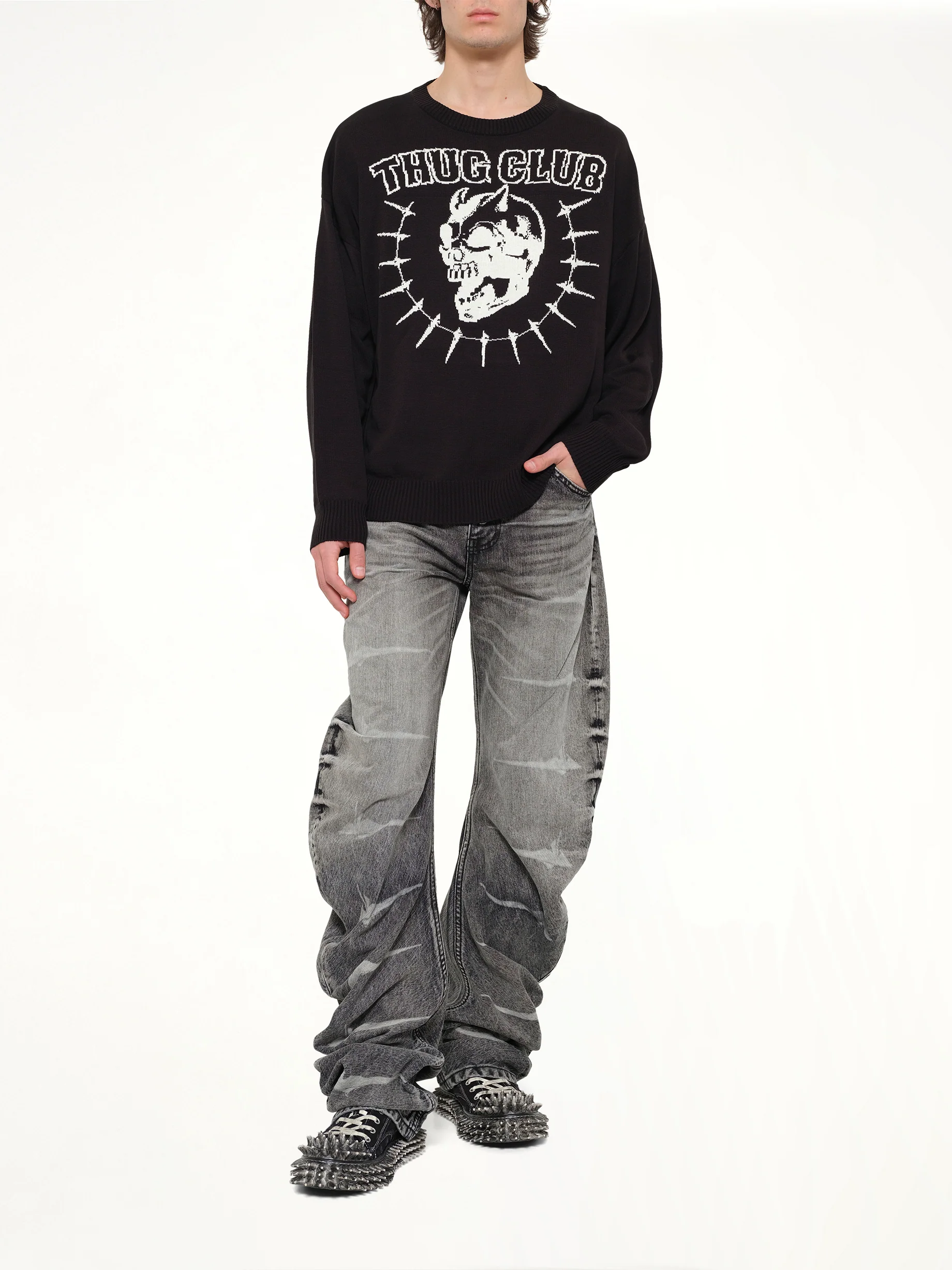 TC Riding Skull Knit Sweater in Black - Image 4