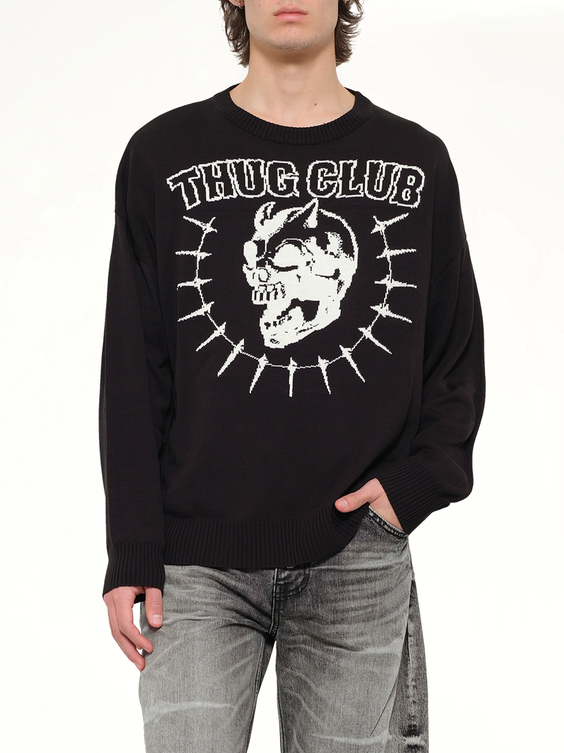 TC Riding Skull Knit Sweater in Black - Image 6