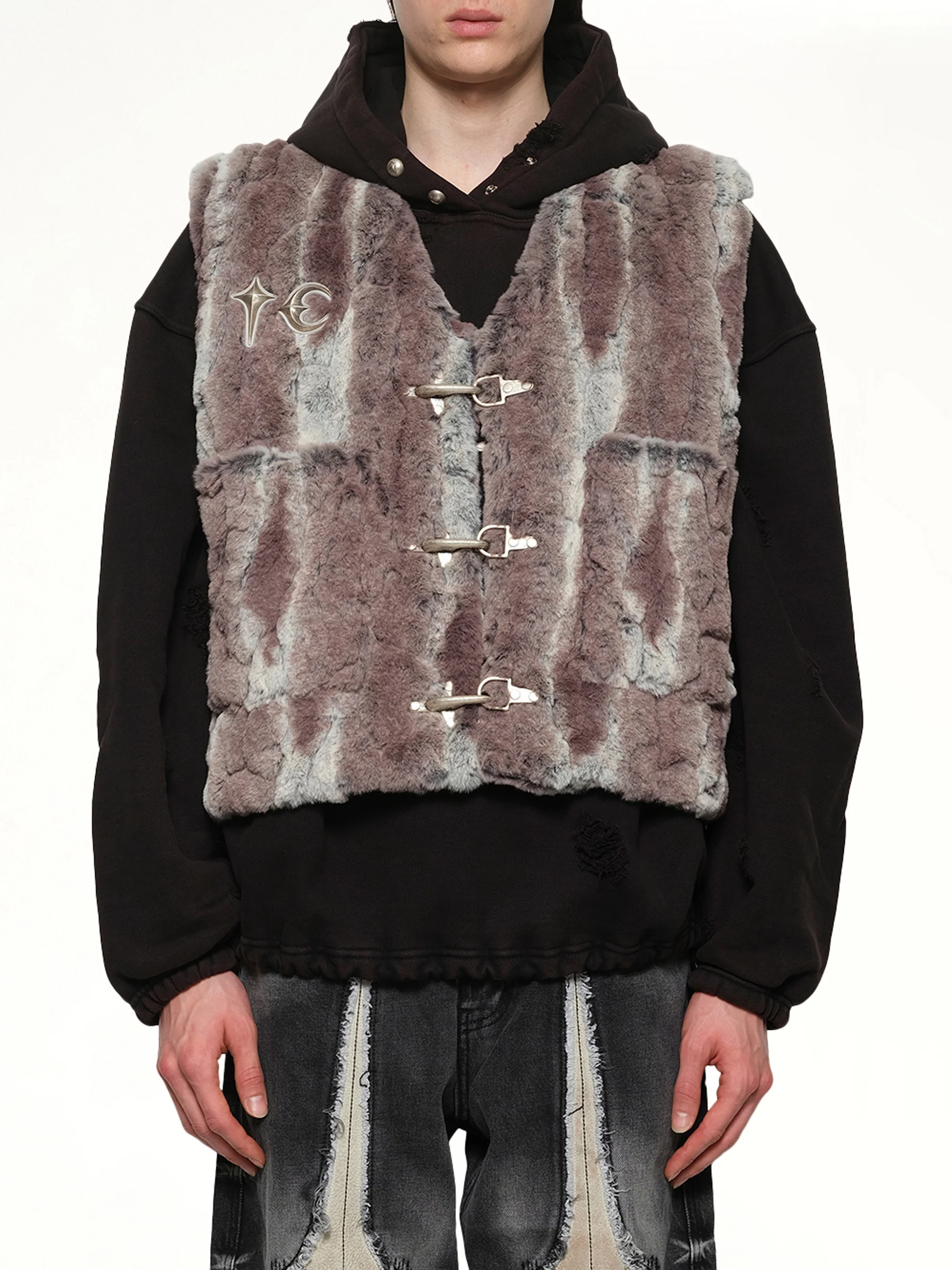 TC Skull Fur Vest in Ivory