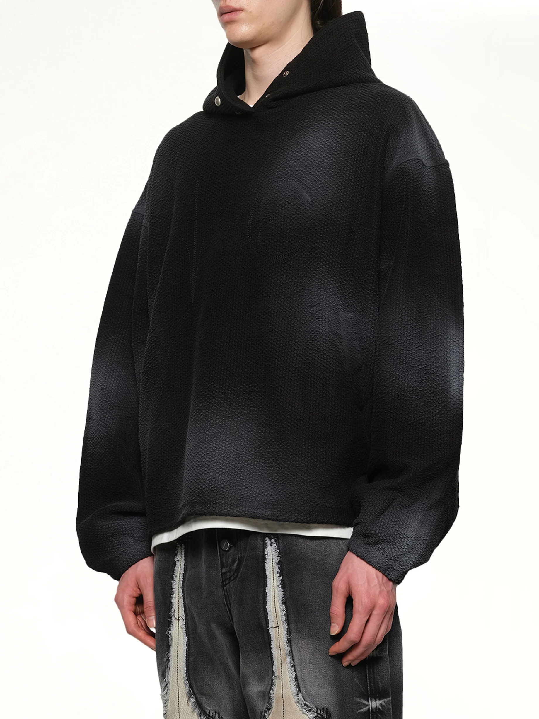 TC Sprayed Terry Hoodie in Black - Image 3