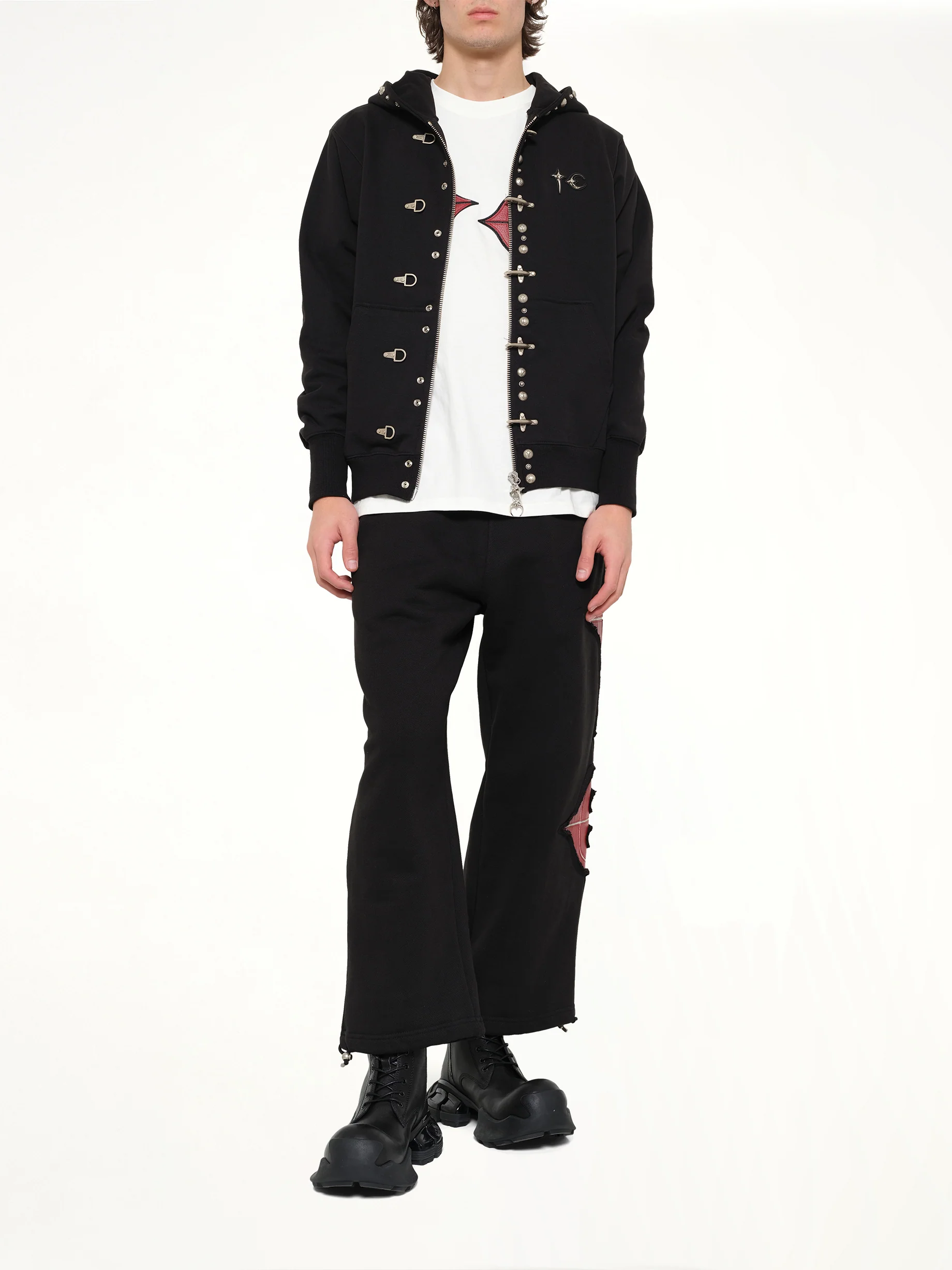 TC Studded Line Zip-Up Hoodie in Black - Image 4