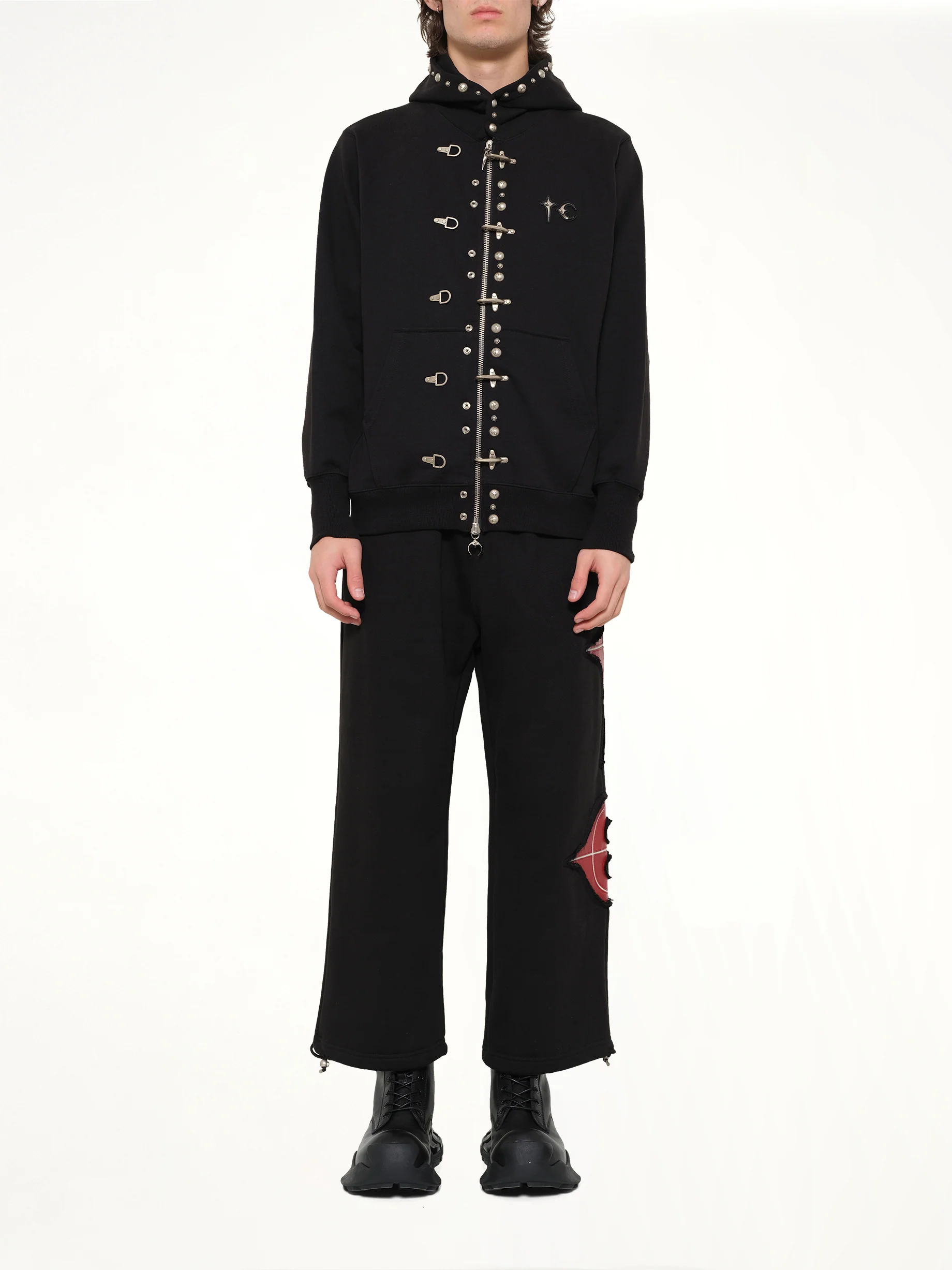TC Studded Line Zip-Up Hoodie in Black - Image 7