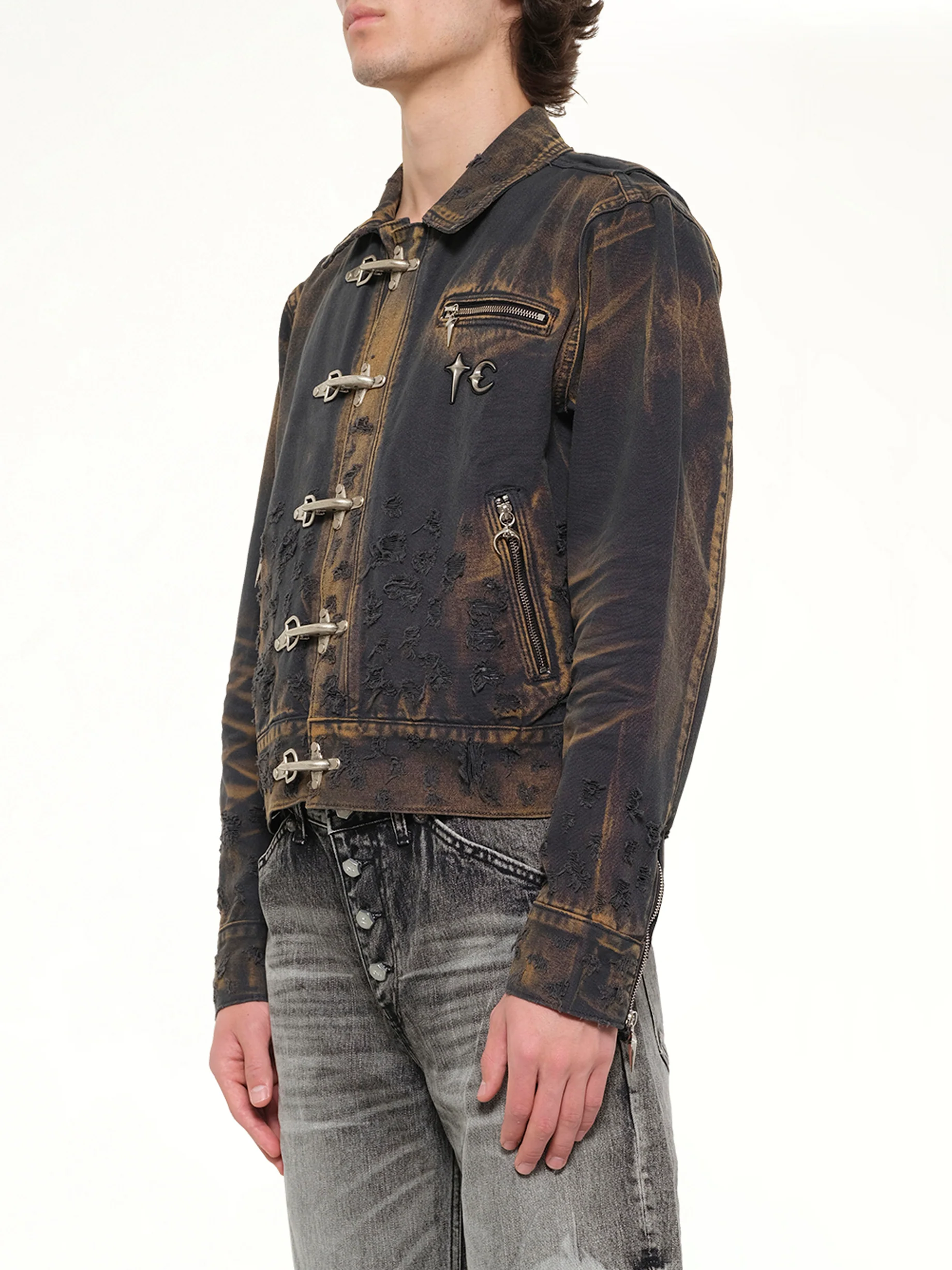 TC Two Tone Washed Jacket in Rust Black - Image 3