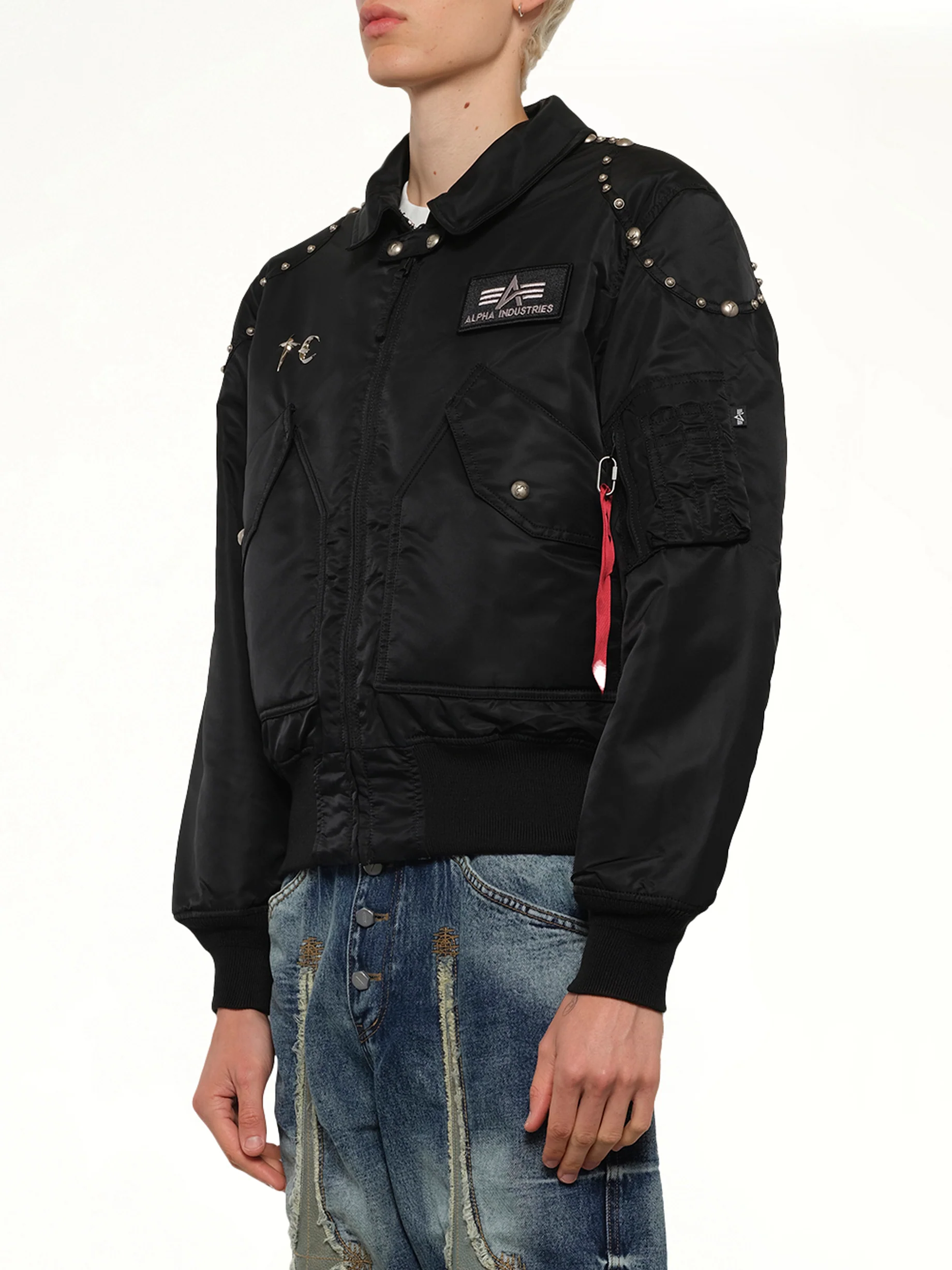 TC x Alpha Industries Bomber Jacket (Rivet Ver) in Black - Image 3