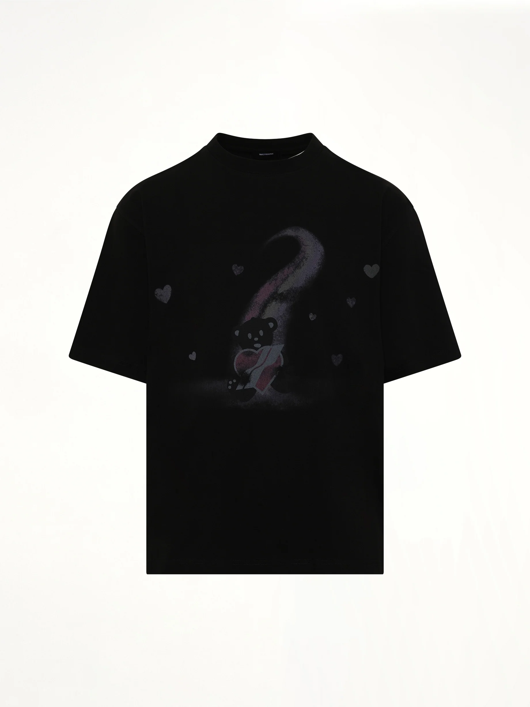 Teddy Bear Print T-Shirt in Black - Image 2