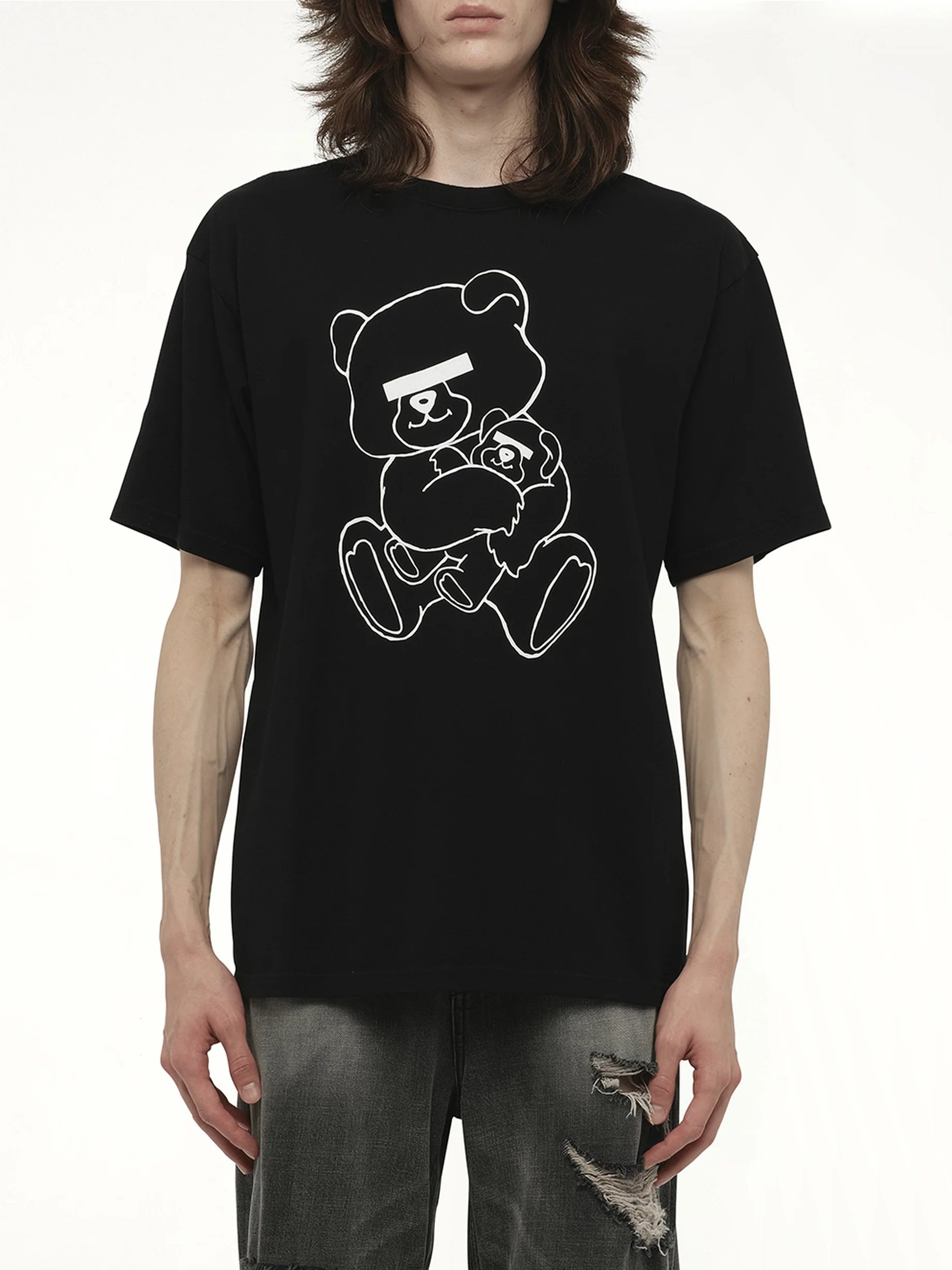 Teddy Bear Printed T-Shirt in Black