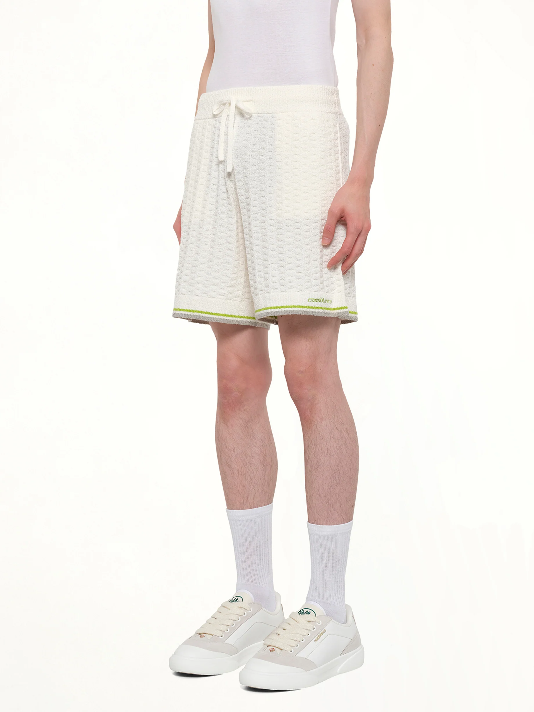 Tennis Boucle Shorts in White - Image 3