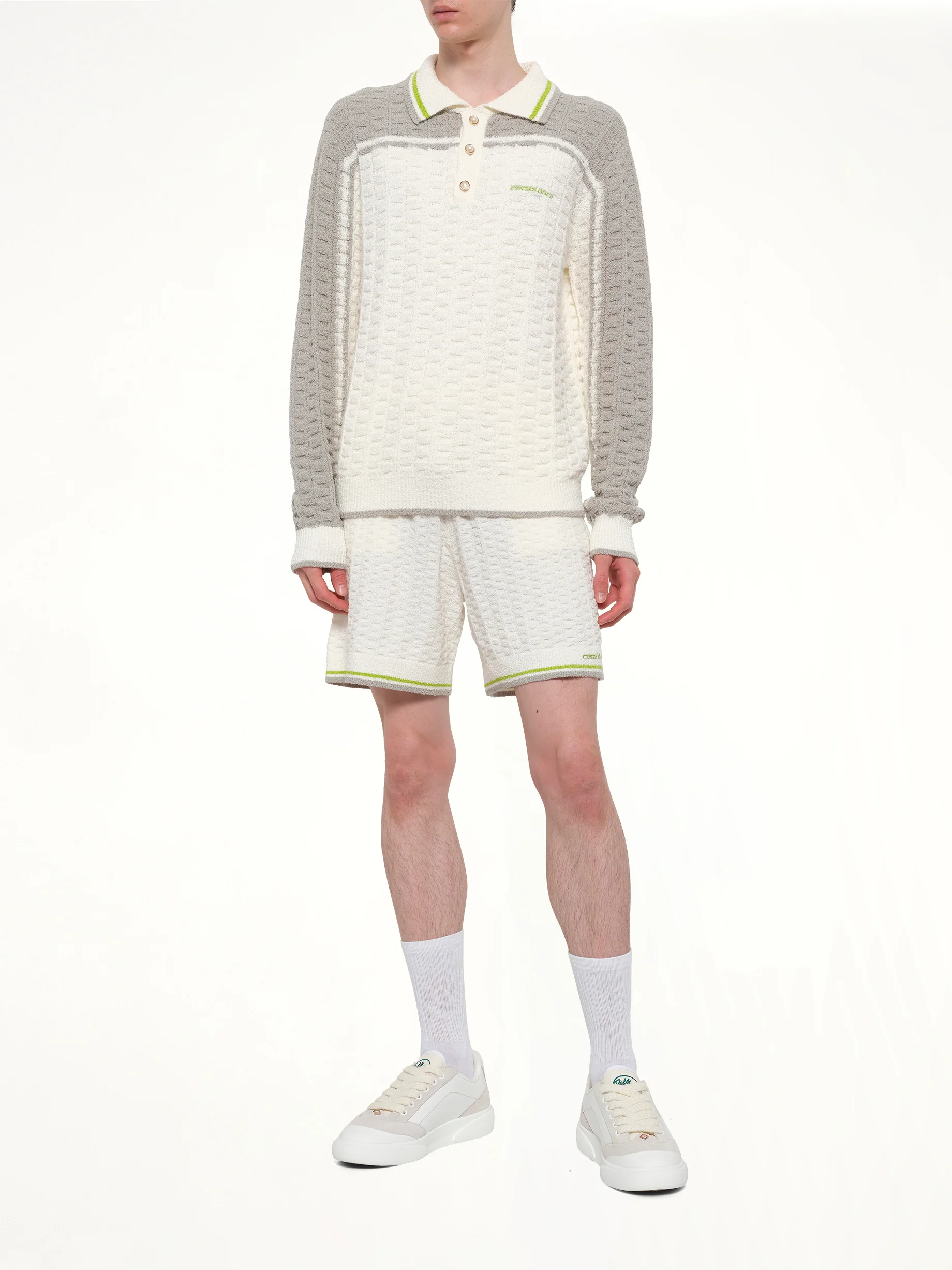 Tennis Boucle Shorts in White - Image 4