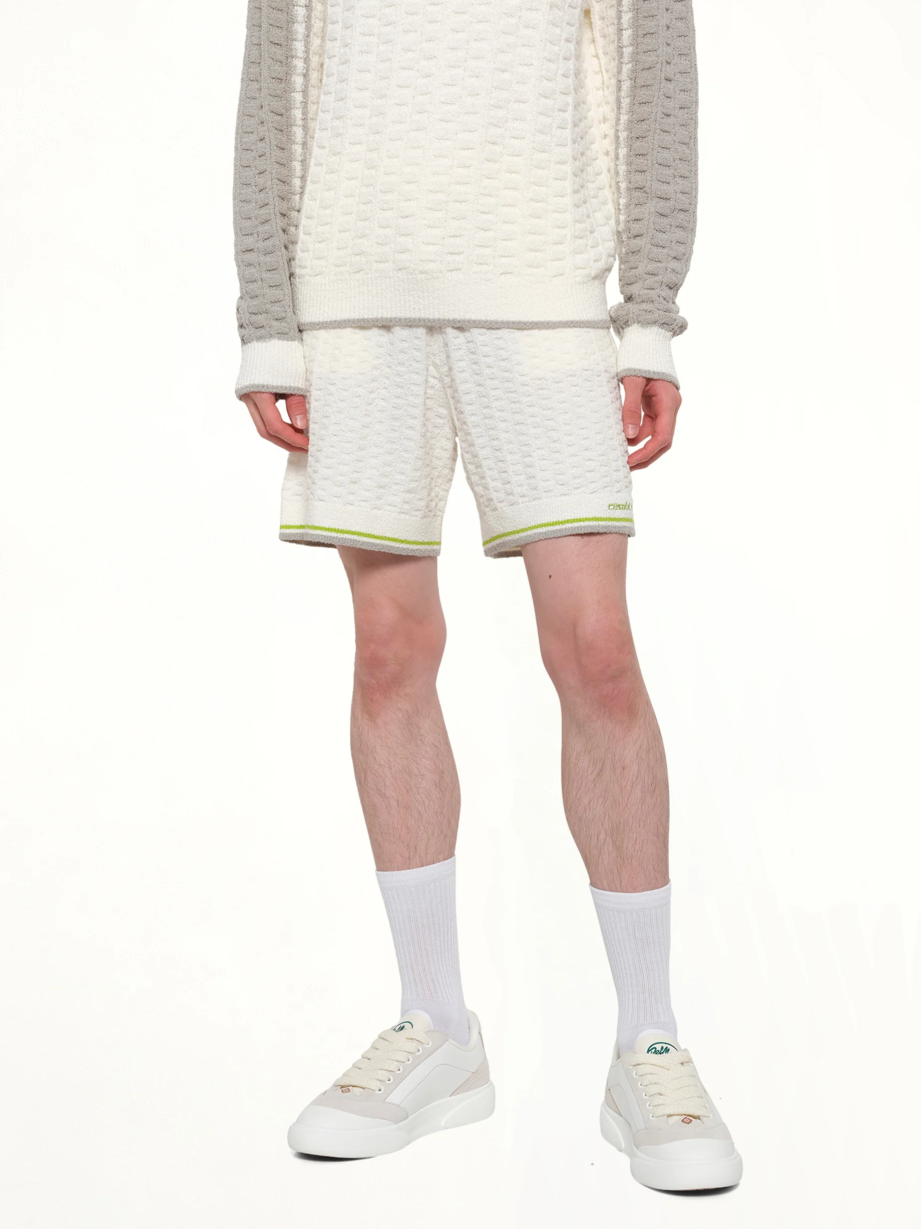 Tennis Boucle Shorts in White - Image 6