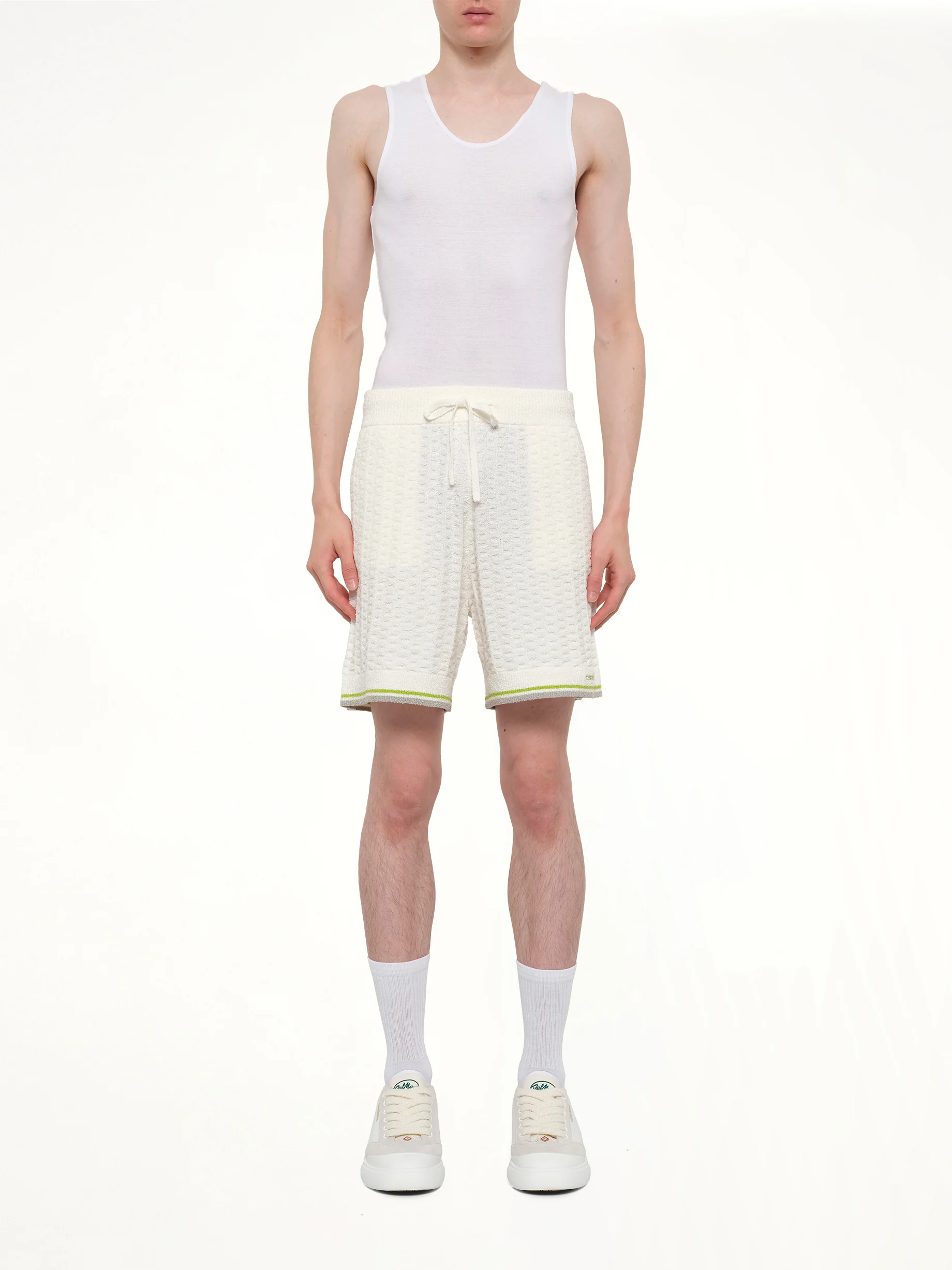 Tennis Boucle Shorts in White - Image 7