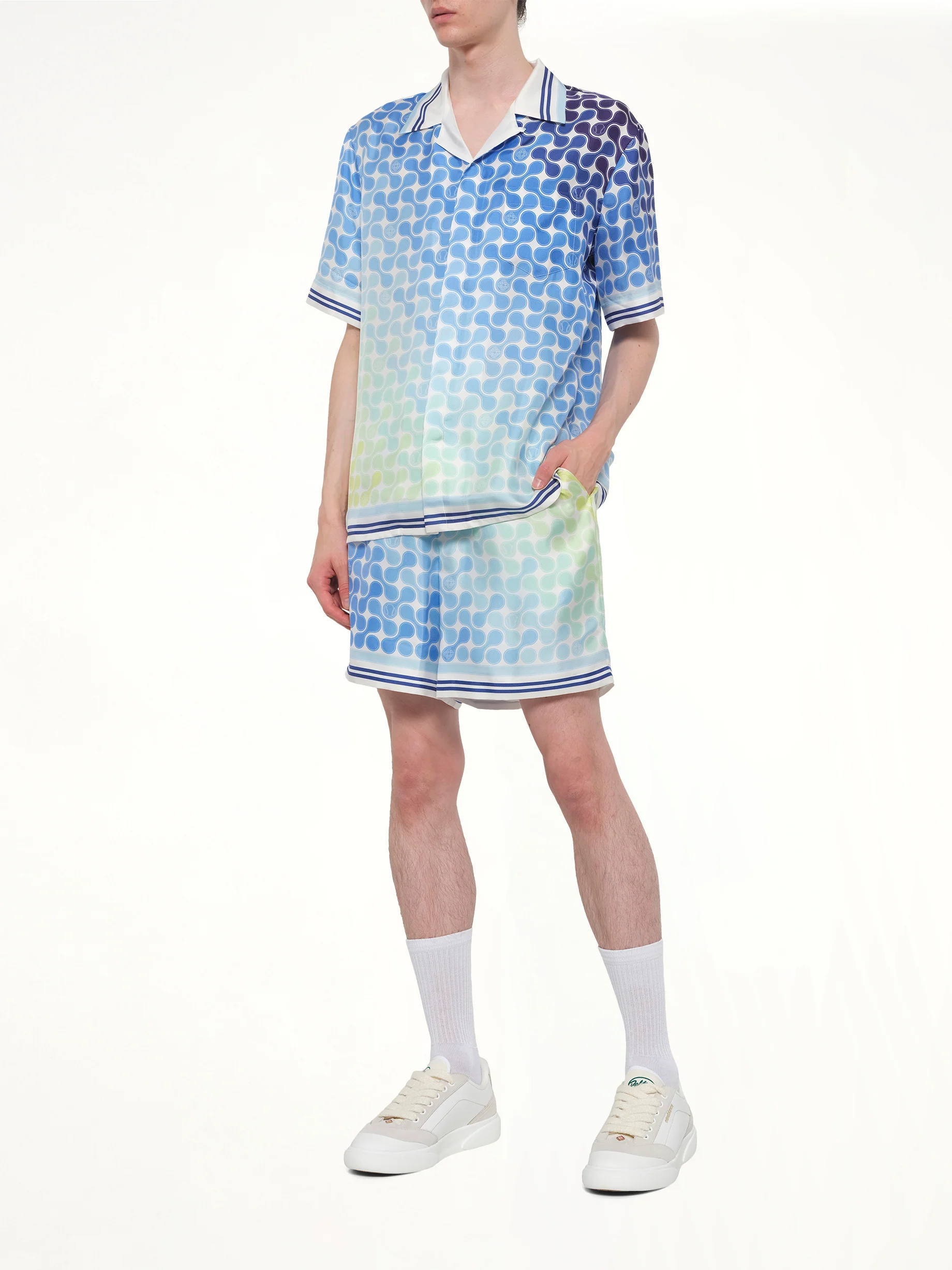 Tennis Tile Silk Shorts in Multicolour - Image 4