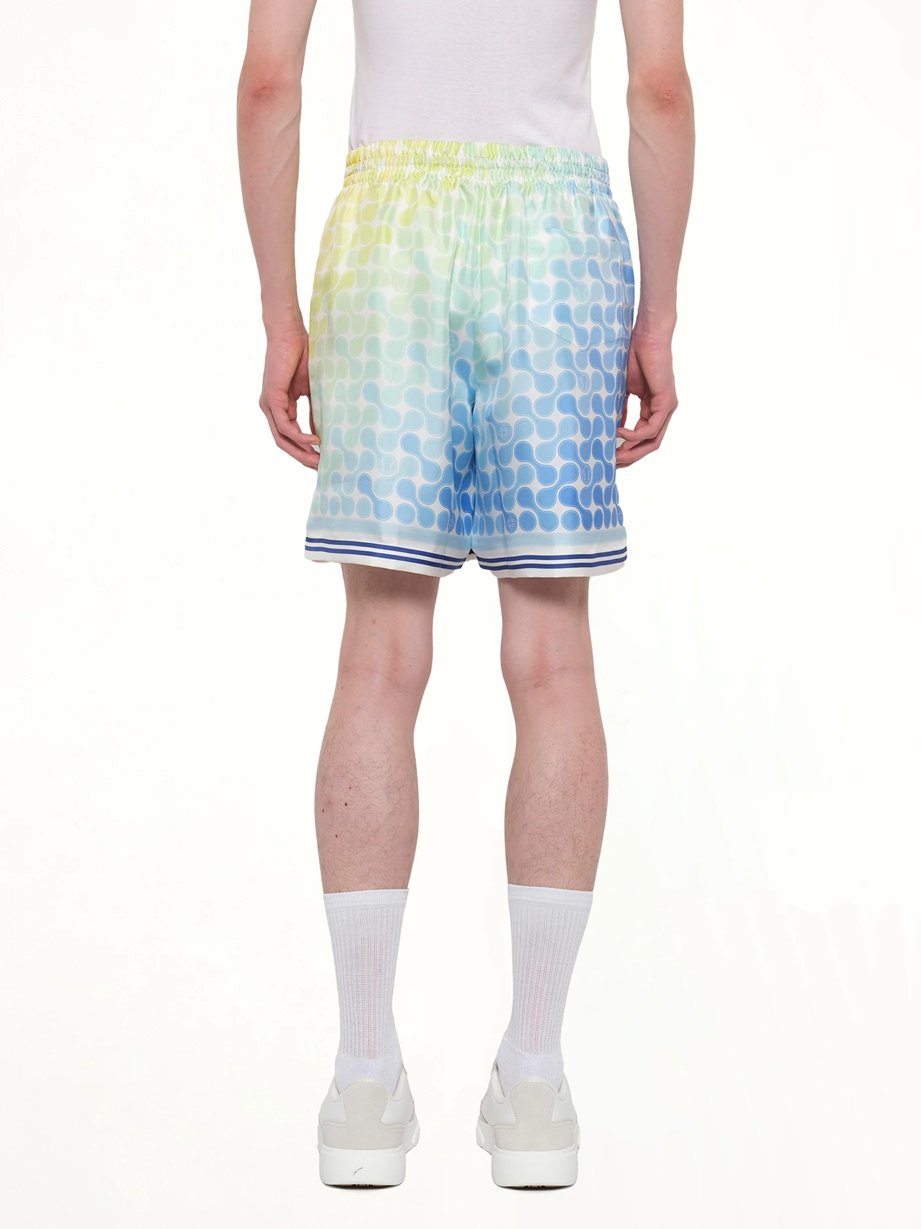 Tennis Tile Silk Shorts in Multicolour - Image 5