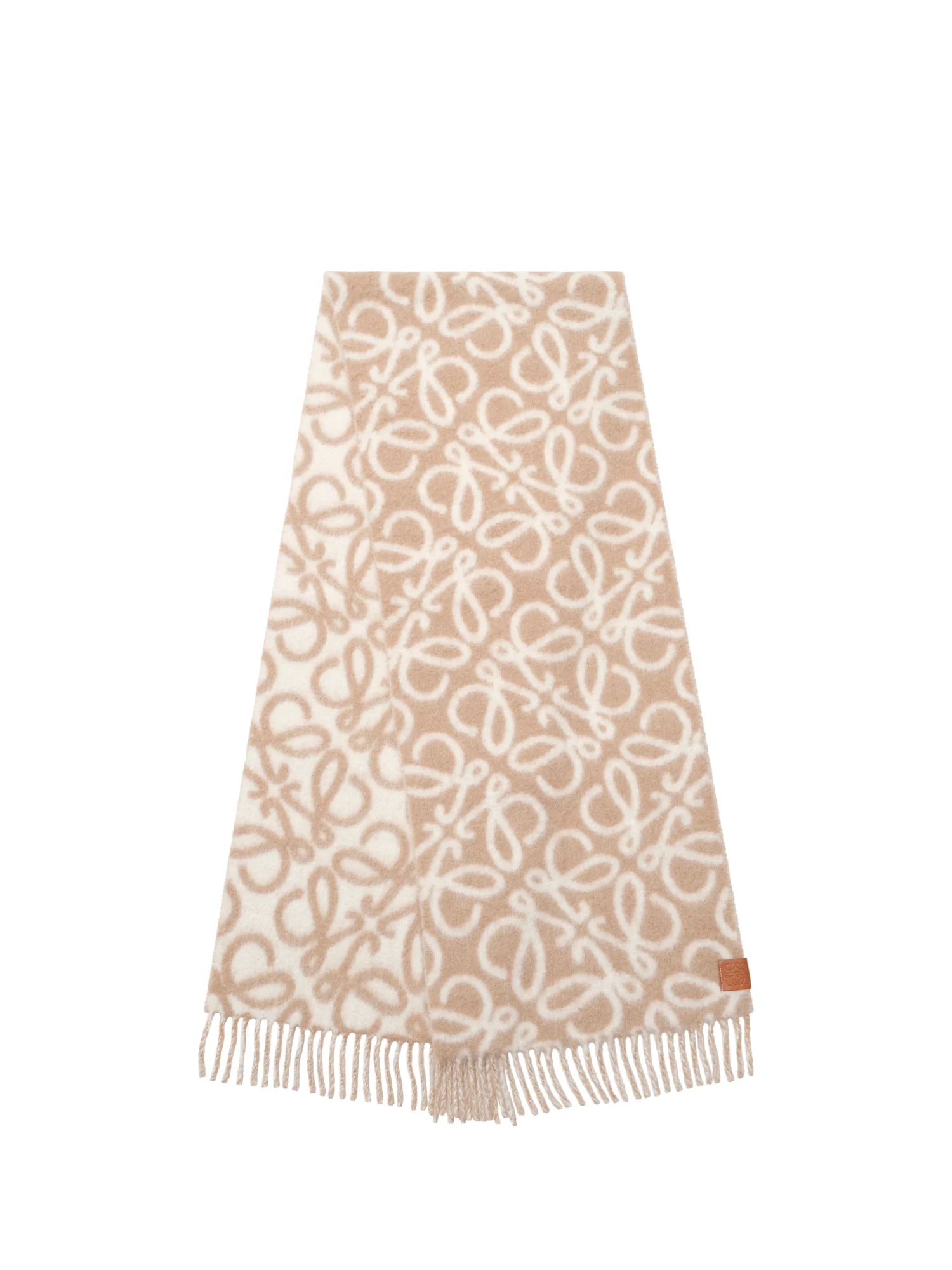 Textured Anagram Scarf in Beige/White - Image 2