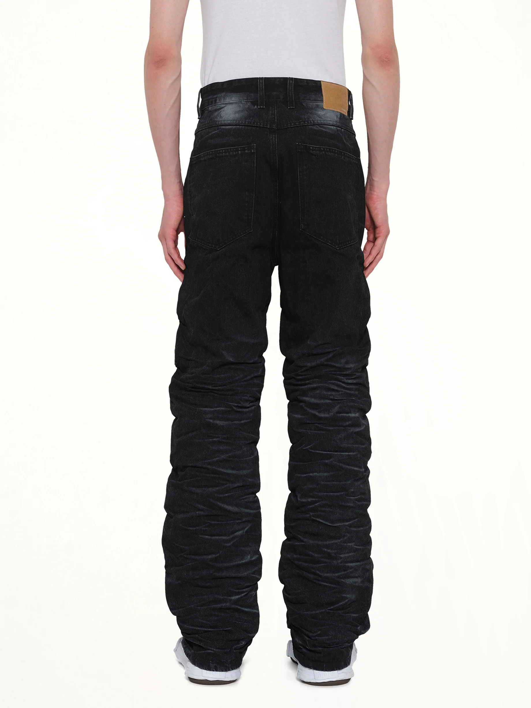 Textured Fold Denim Jeans in Black - Image 5