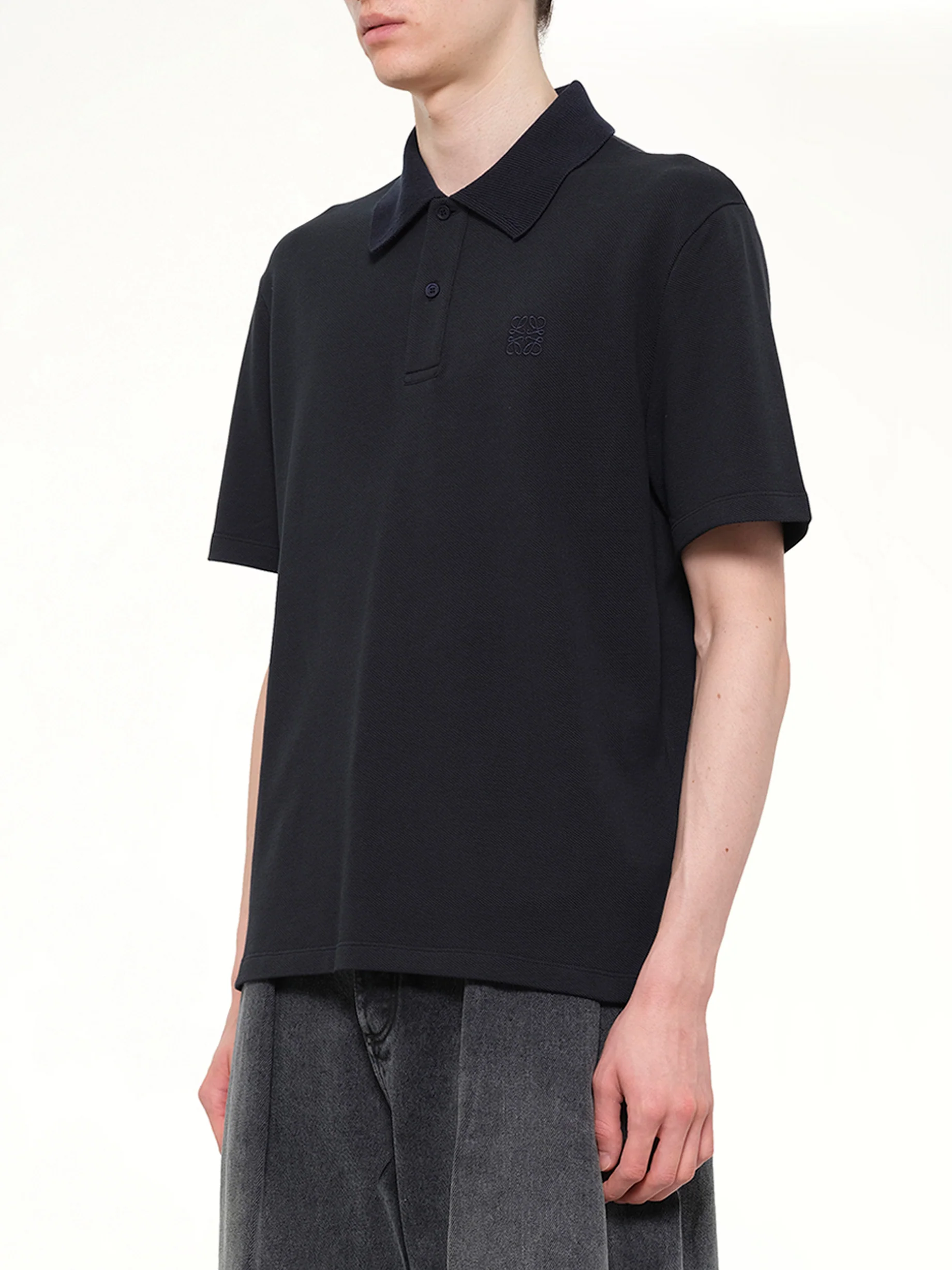Tonal Anagram Polo in Navy Blue - Image 3