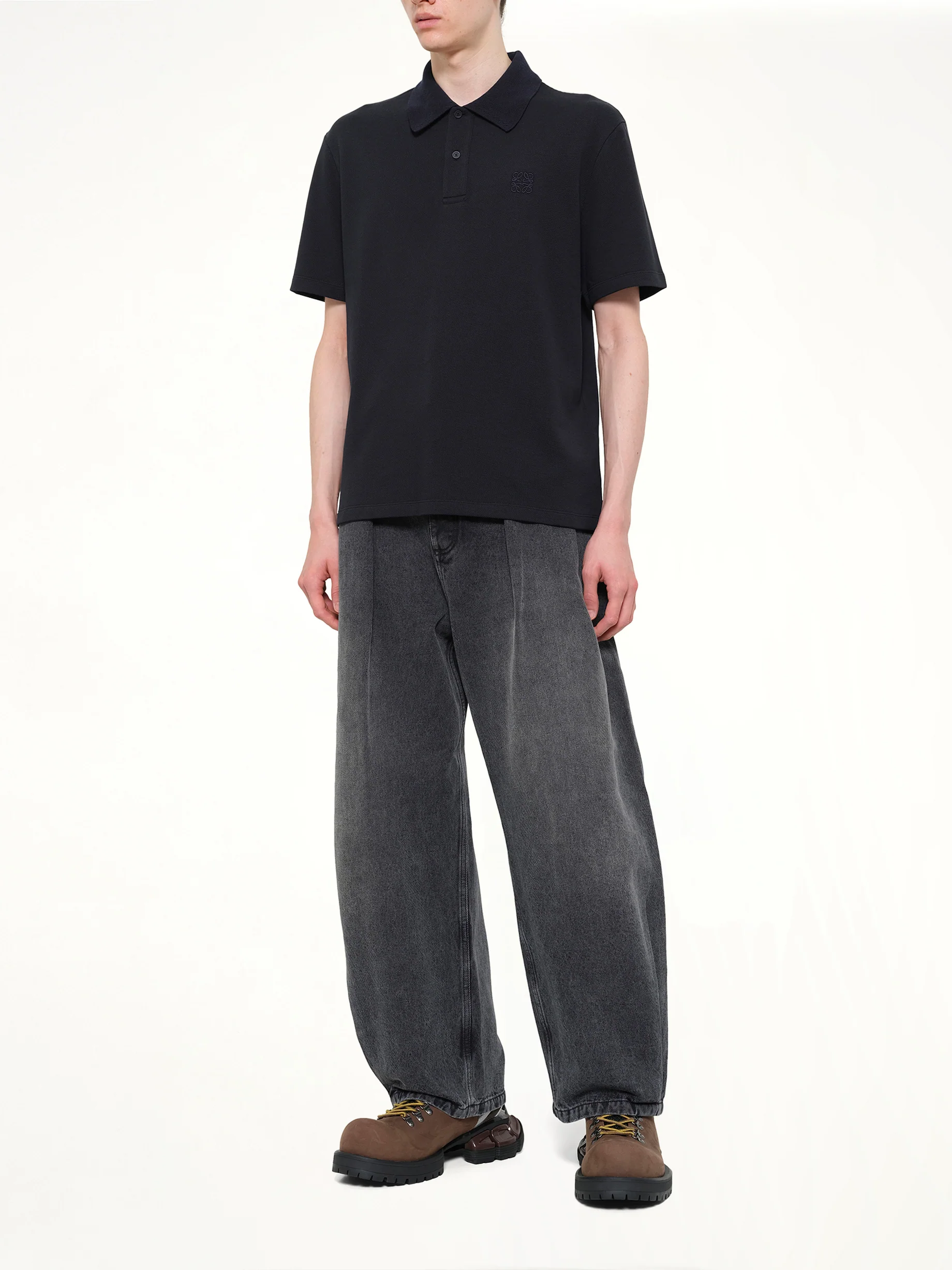 Tonal Anagram Polo in Navy Blue - Image 4