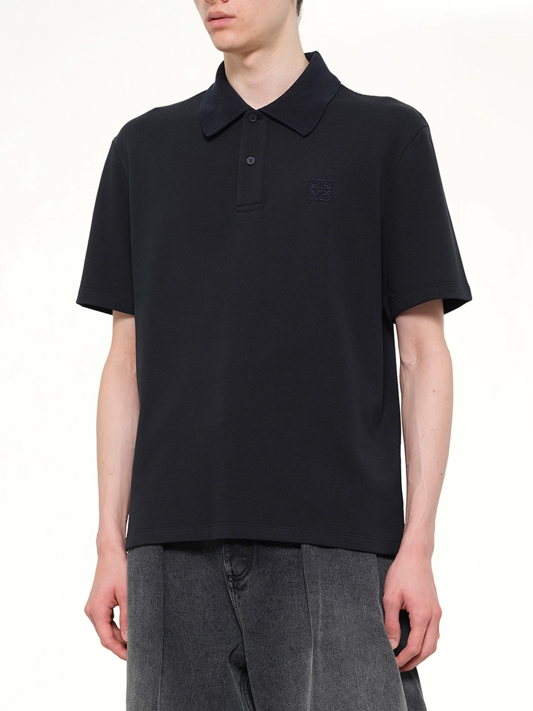 Tonal Anagram Polo in Navy Blue - Image 6