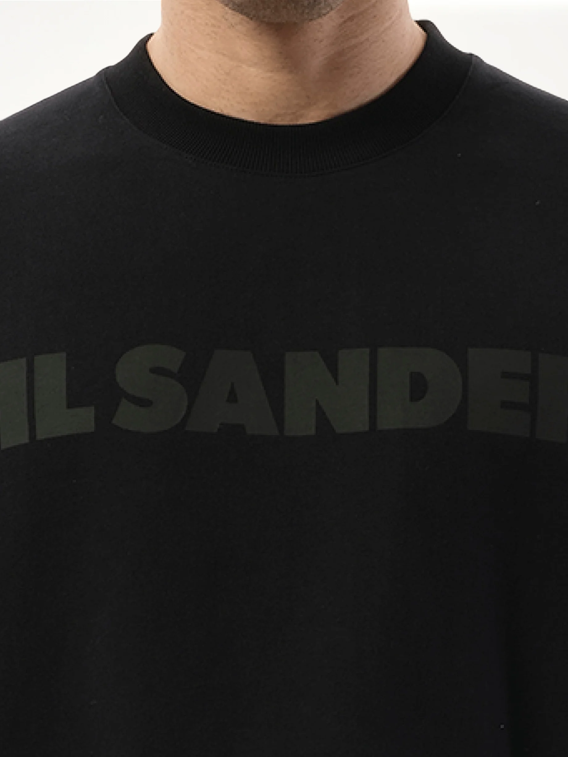 Tonal Jil Sander Logo Long Sleeve T-Shirt in Black - Image 3