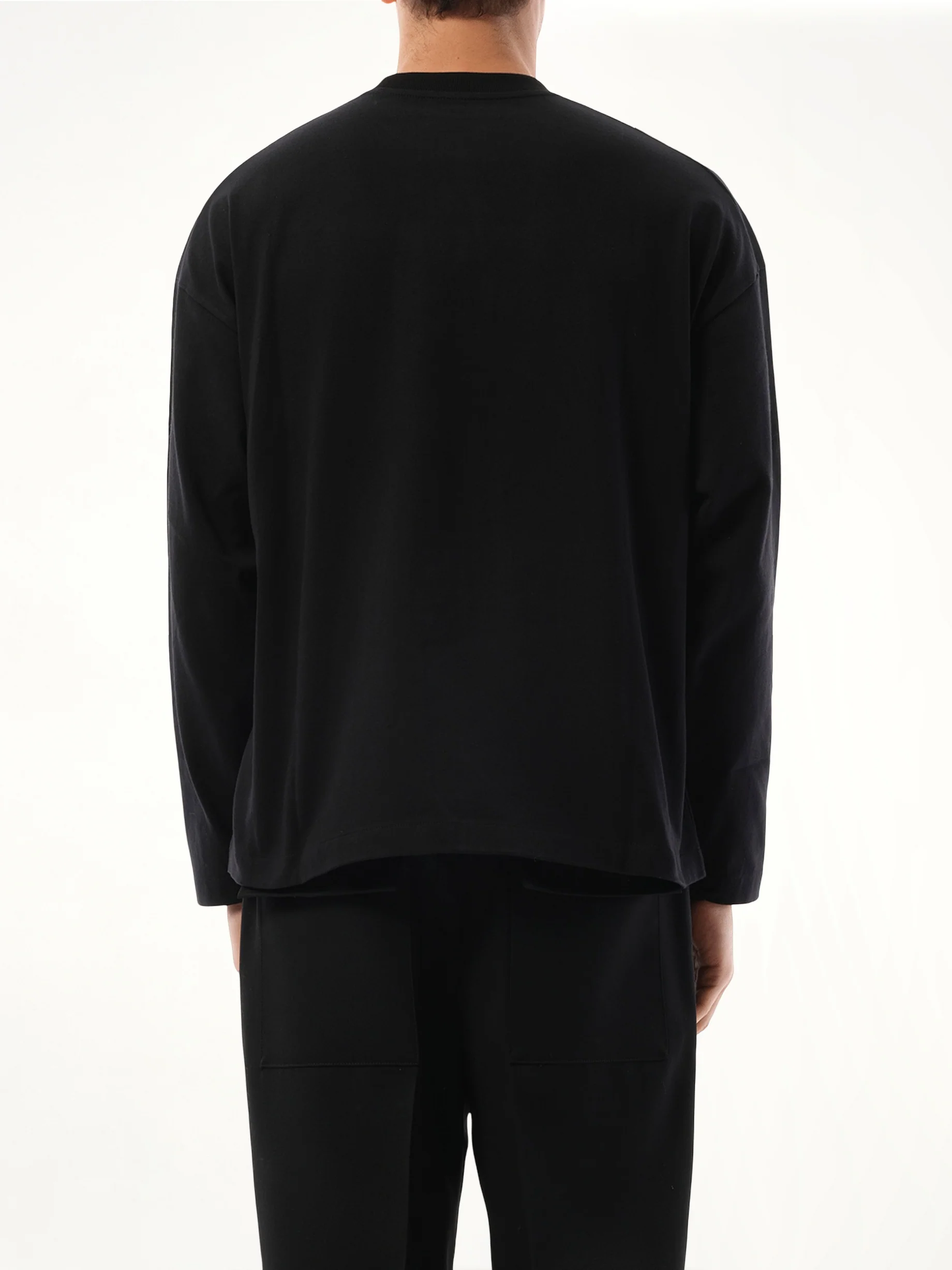 Tonal Jil Sander Logo Long Sleeve T-Shirt in Black - Image 6