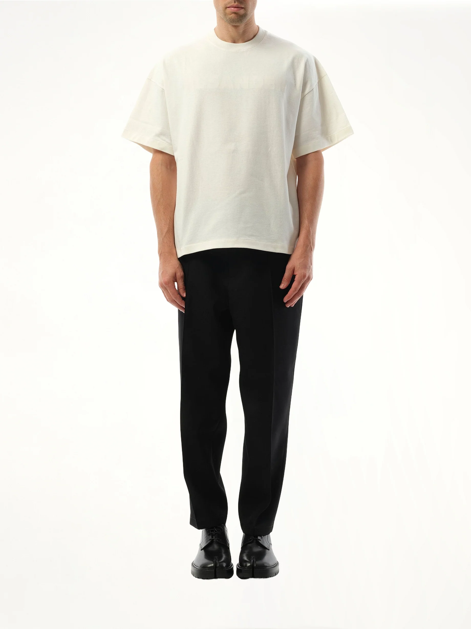 Tonal Jil Sander Logo T-Shirt in Porcelain - Image 4