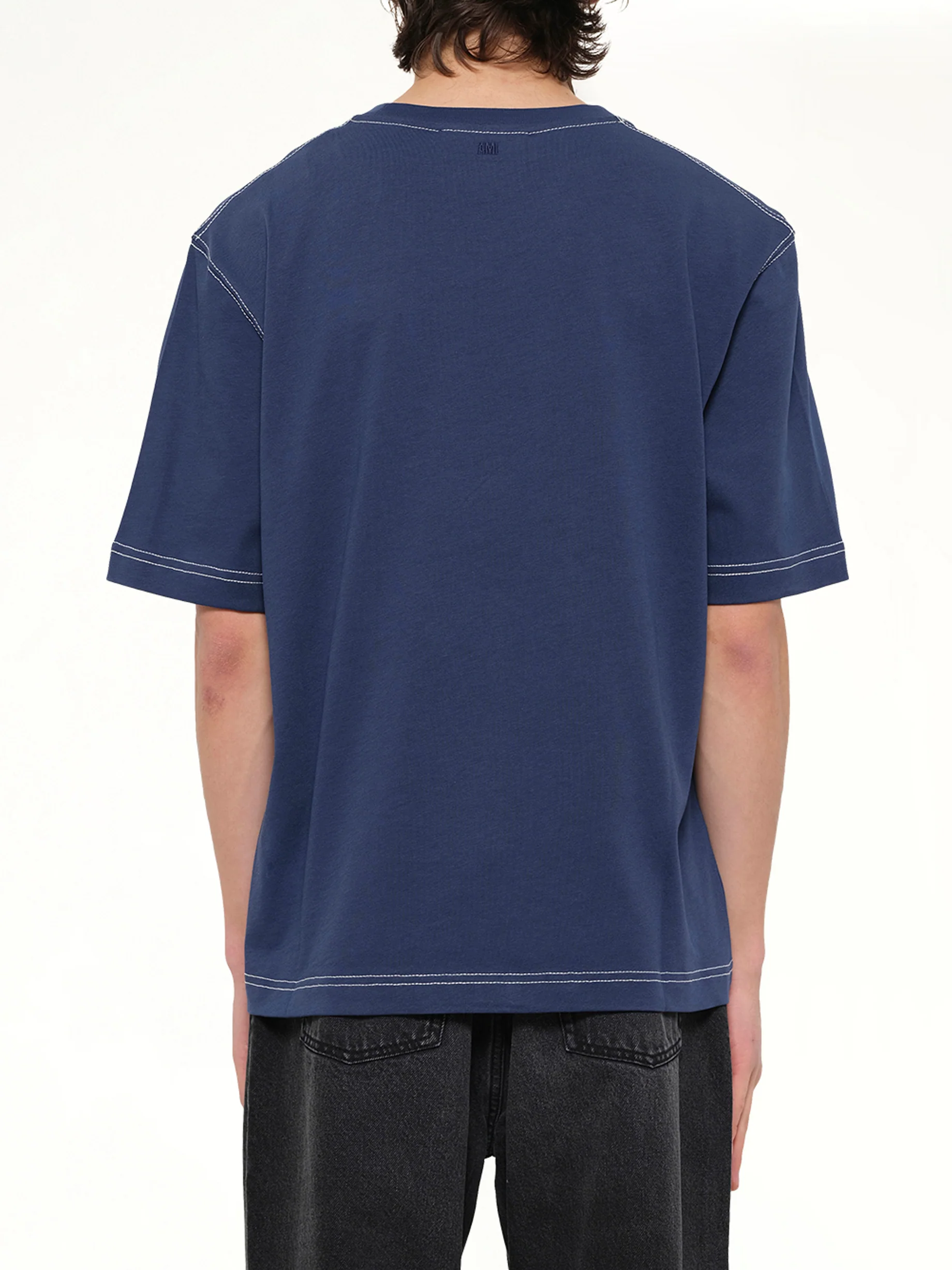 Topstitched ADC T-Shirt in Navy - Image 5