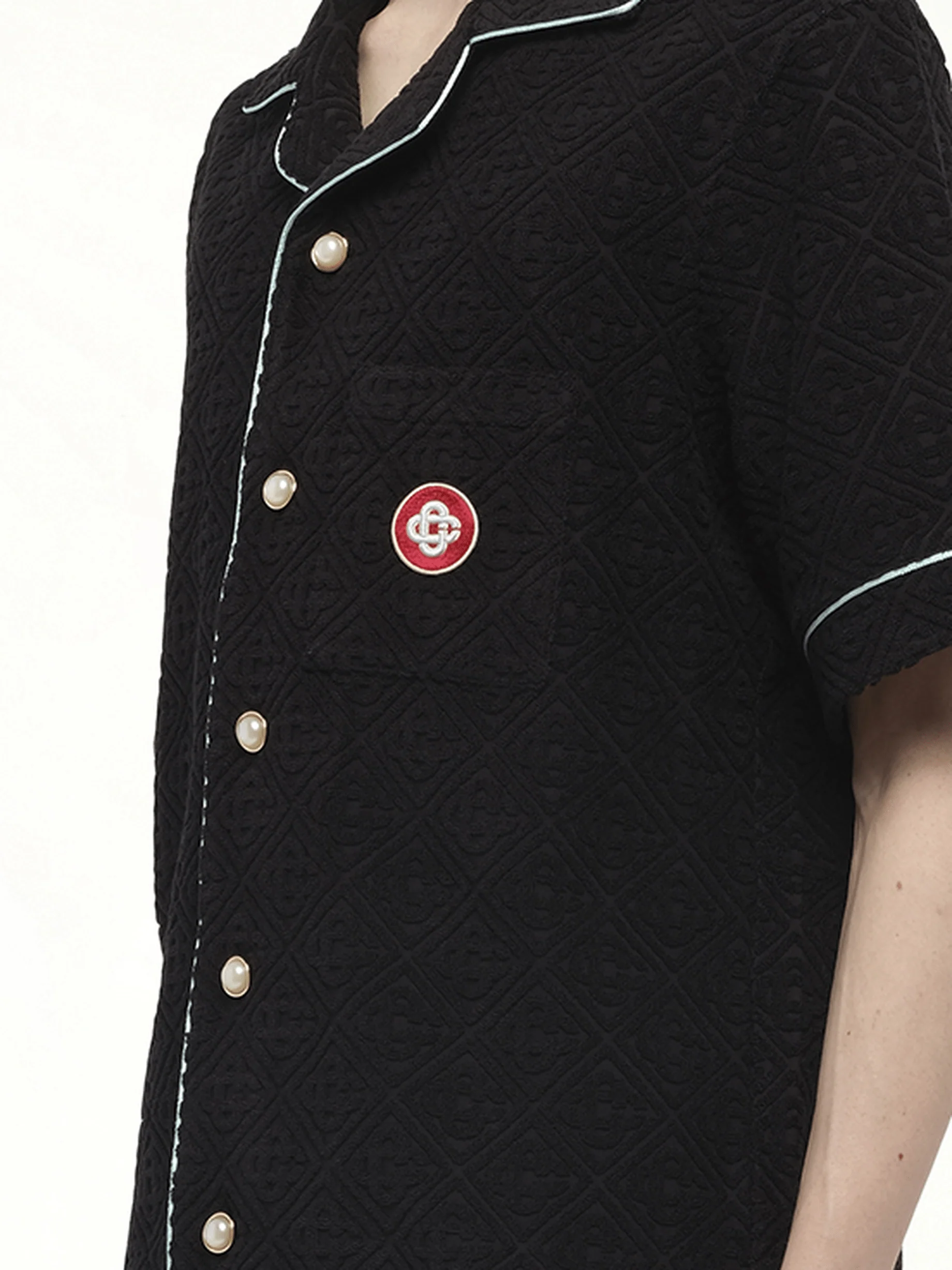 Towelling Monogram Shirt in Black - Image 3